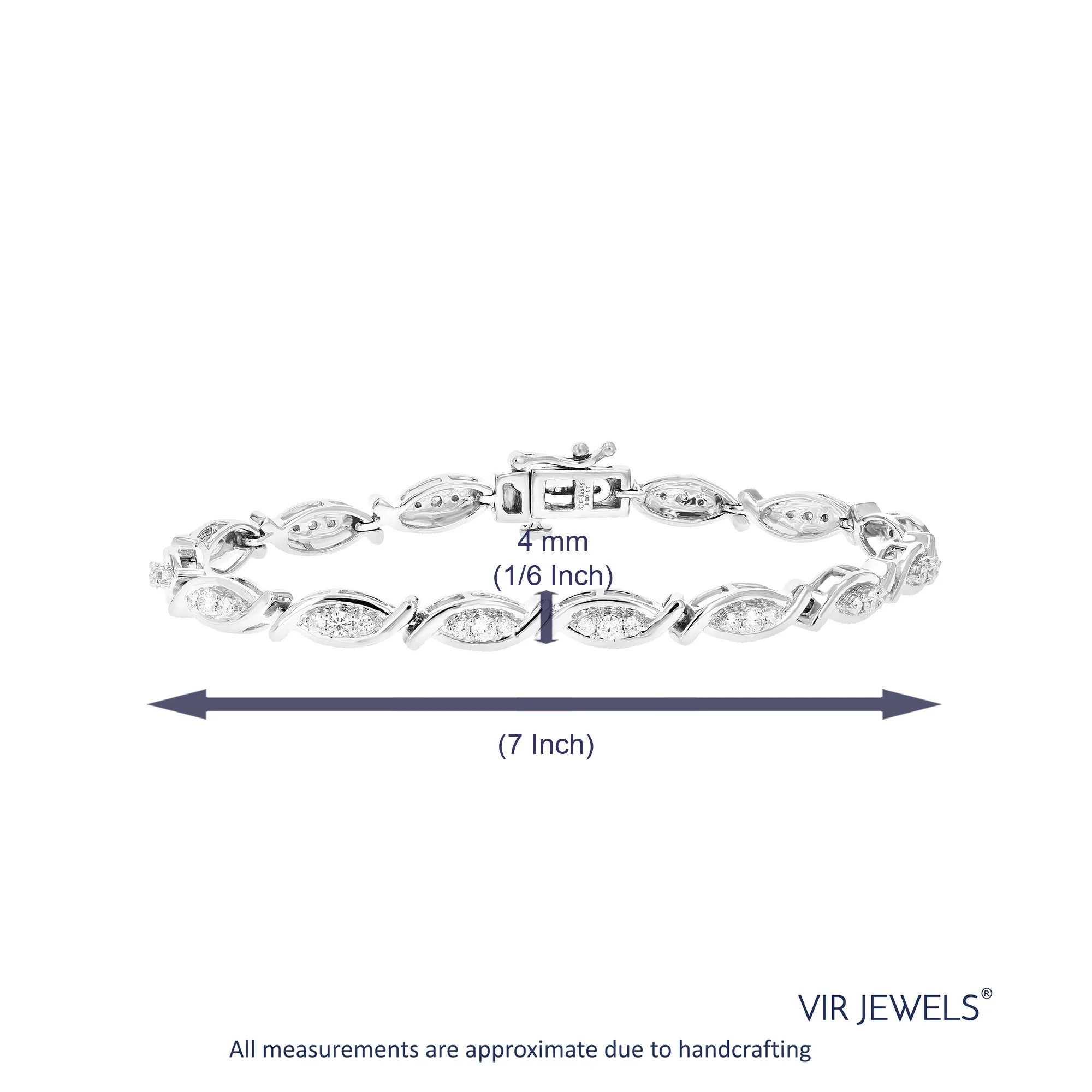 1 cttw Round Lab Grown Diamond Tennis Bracelet .925 Sterling Silver Prong Set