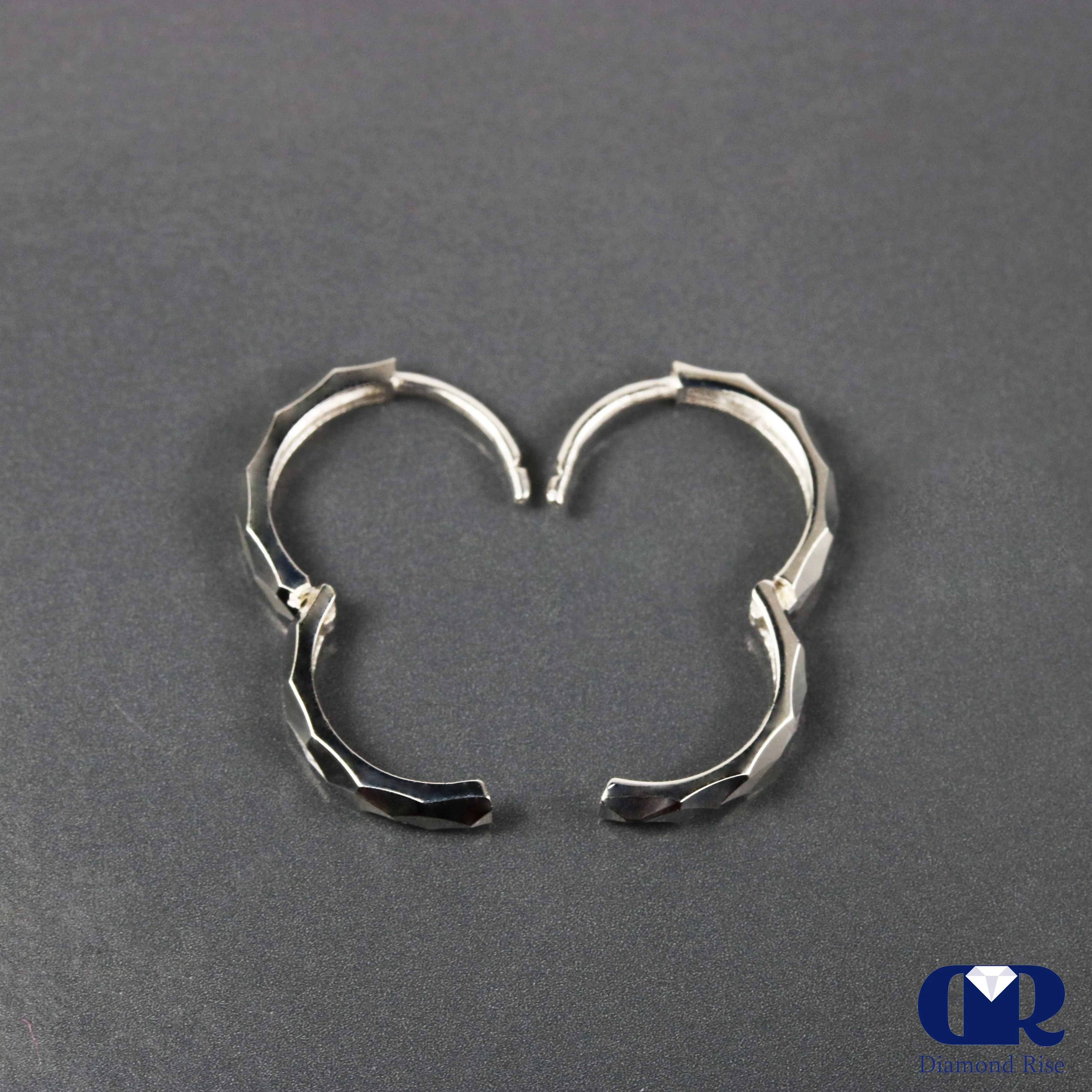 14K Solid Gold Hoop Huggie Earrings