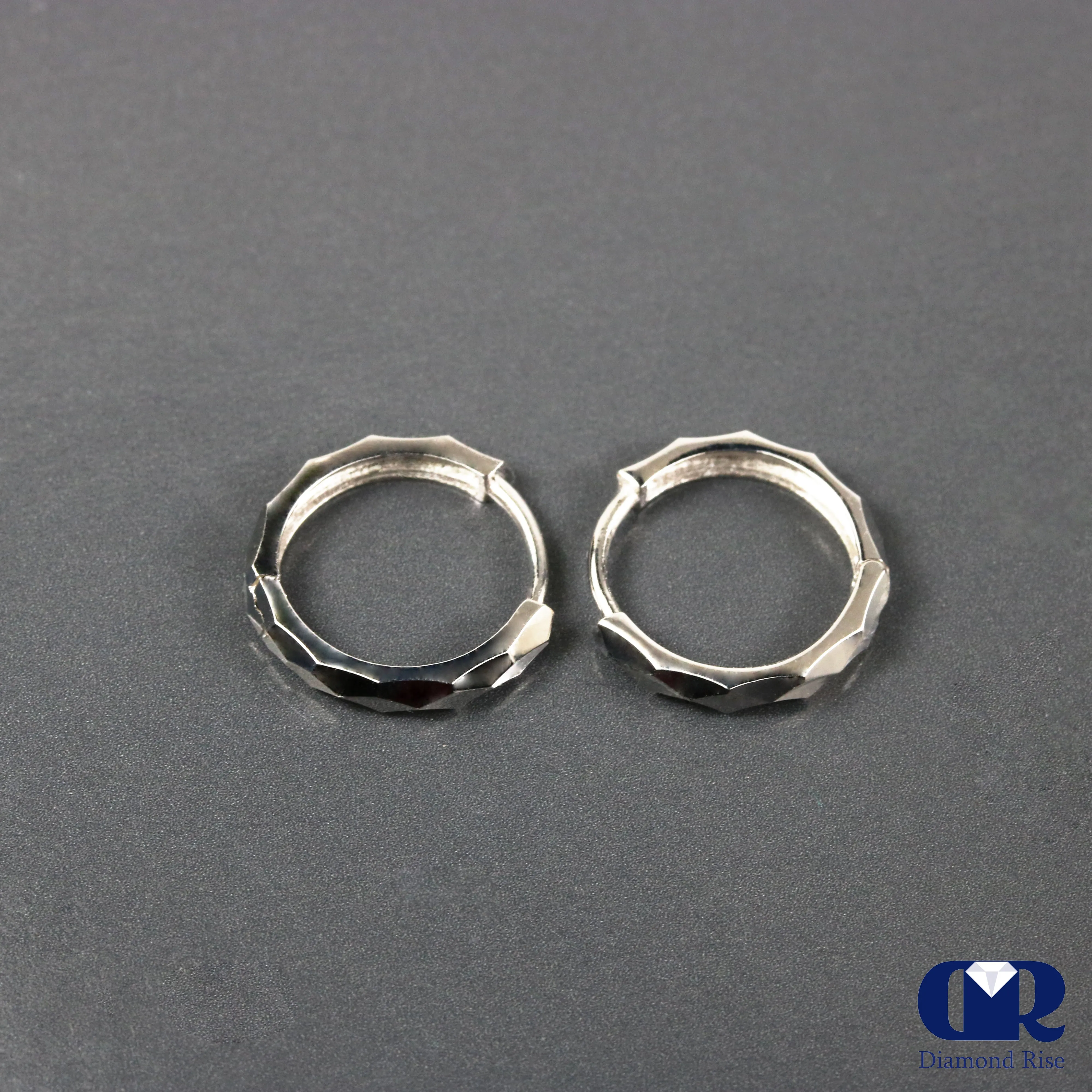 14K Solid Gold Hoop Huggie Earrings