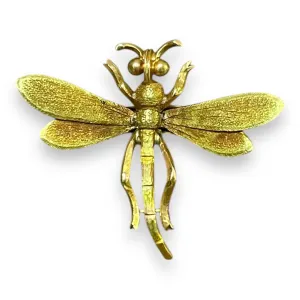 14K Yellow Gold Dragonfly Brooch