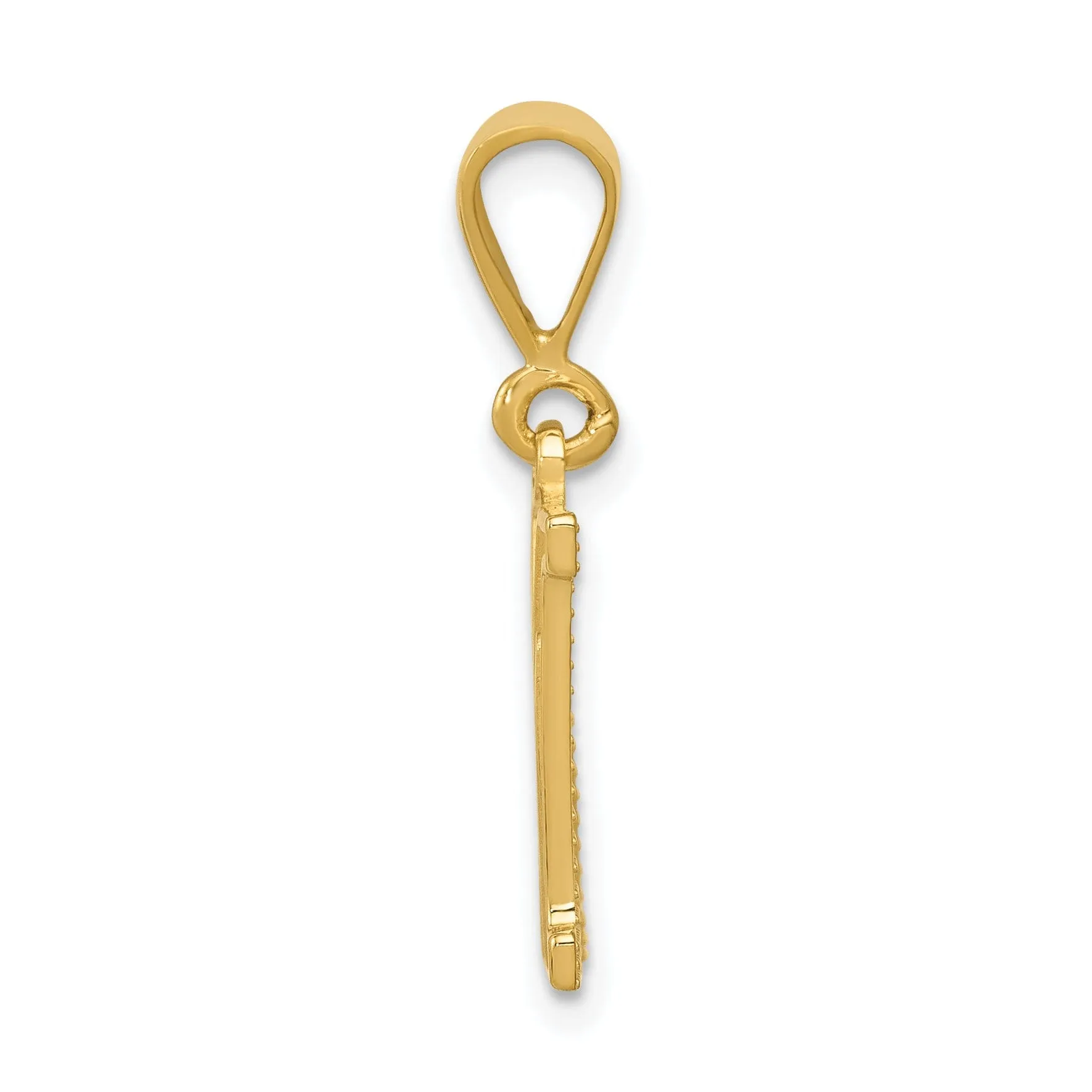 14k Yellow Gold Polished Texture Finish Letter M Initial Charm Pendant