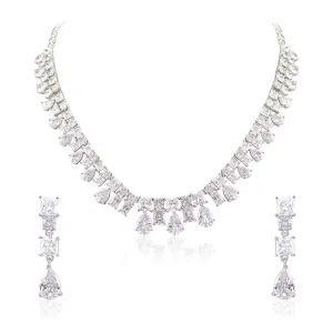 21 Nicole Jewellery Rhodium Plated Cubic Zirconia Necklace Set  - NL257