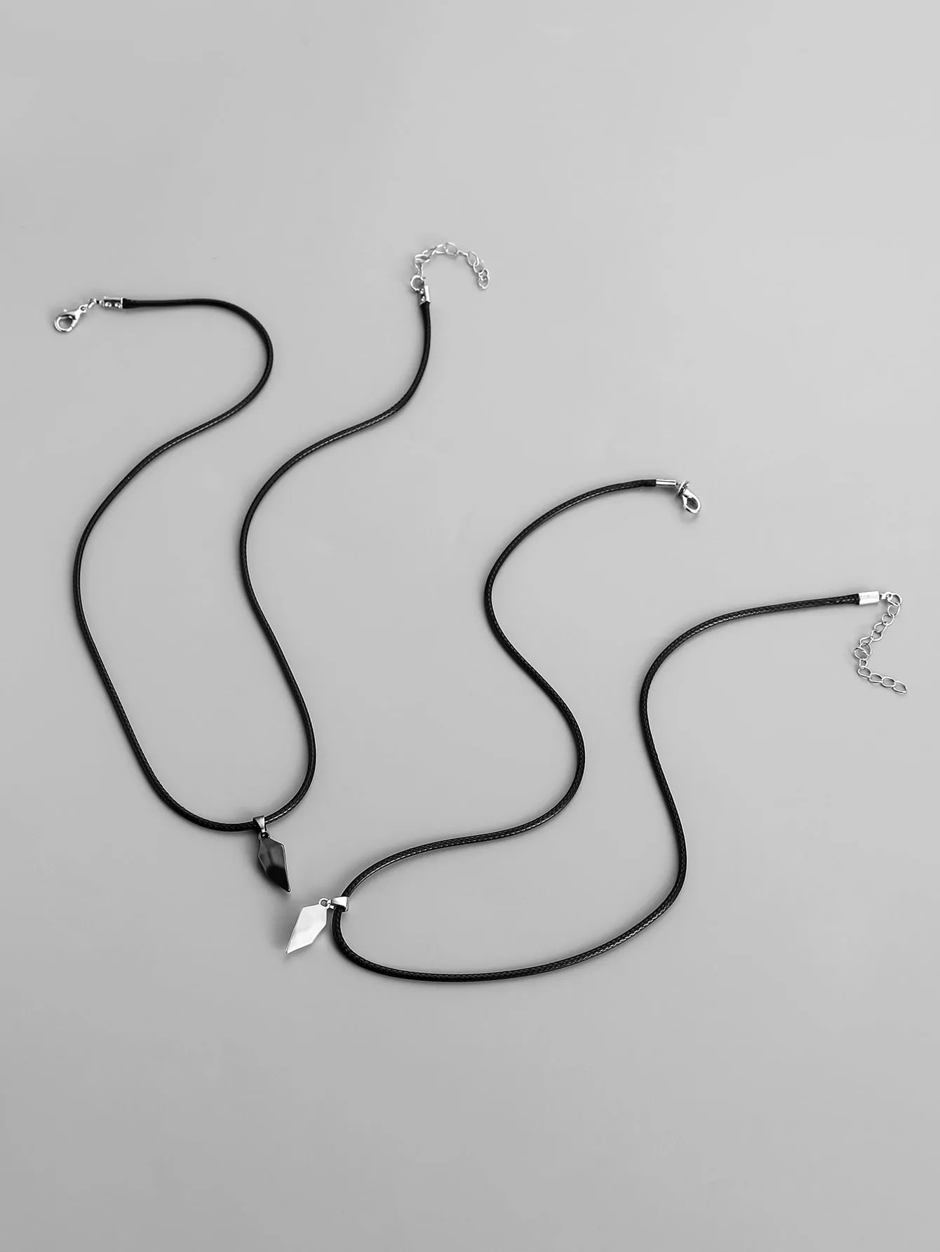 2pcs Geometric Heart Charm Necklace for Couples Friendship Necklace Creative