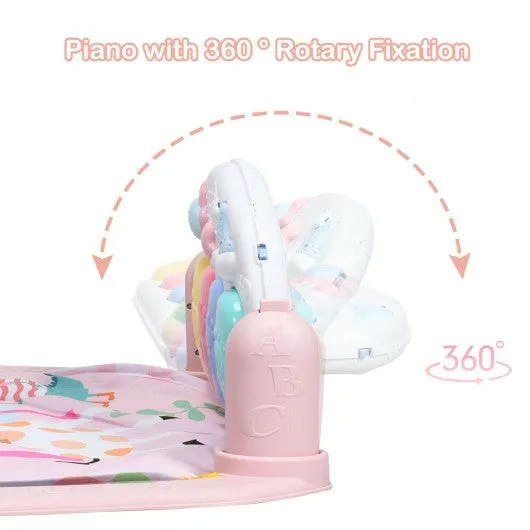3 in 1 Fitness Music and Lights Baby Gym Play Mat-Pink