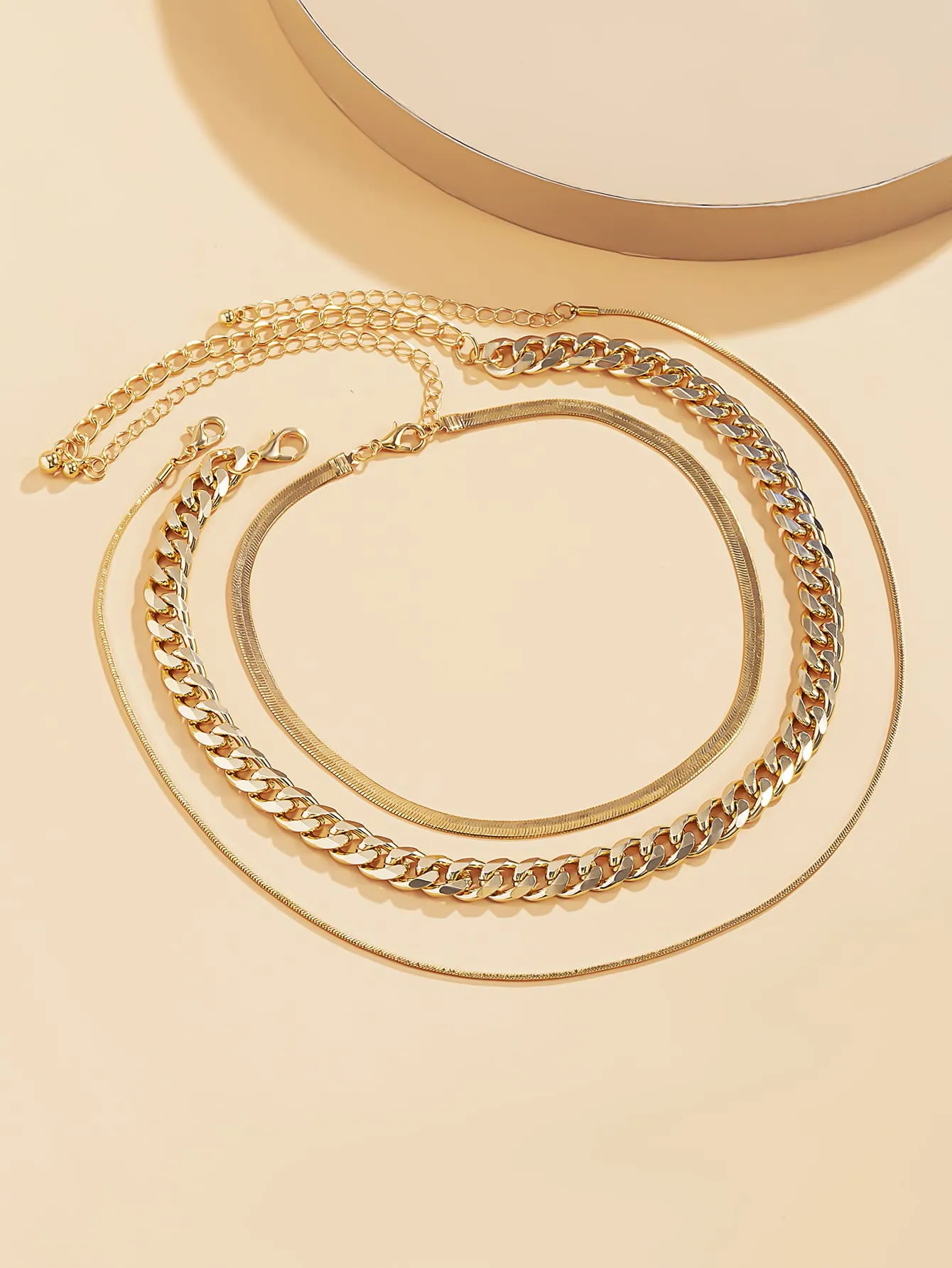 3pcs Minimalist Chain Necklace for Women Girls Accessories Jewelry Gifts Gift