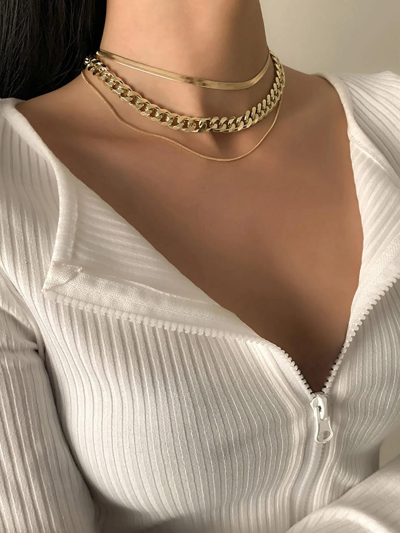 3pcs Minimalist Chain Necklace for Women Girls Accessories Jewelry Gifts Gift