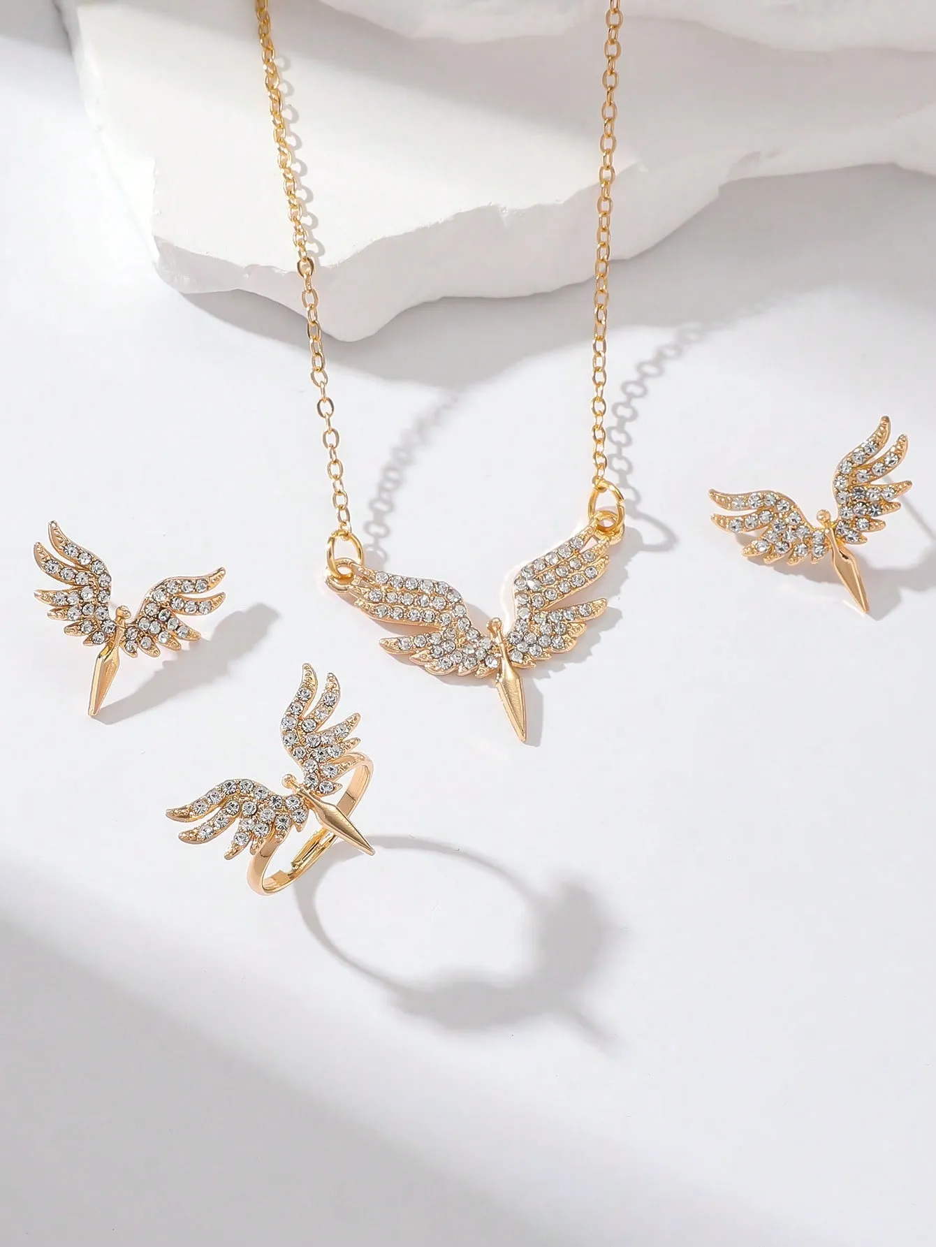4pcs Rhinestone Angel Decor Jewelry Set for Women Jewelry for Women Jewelry Gift
