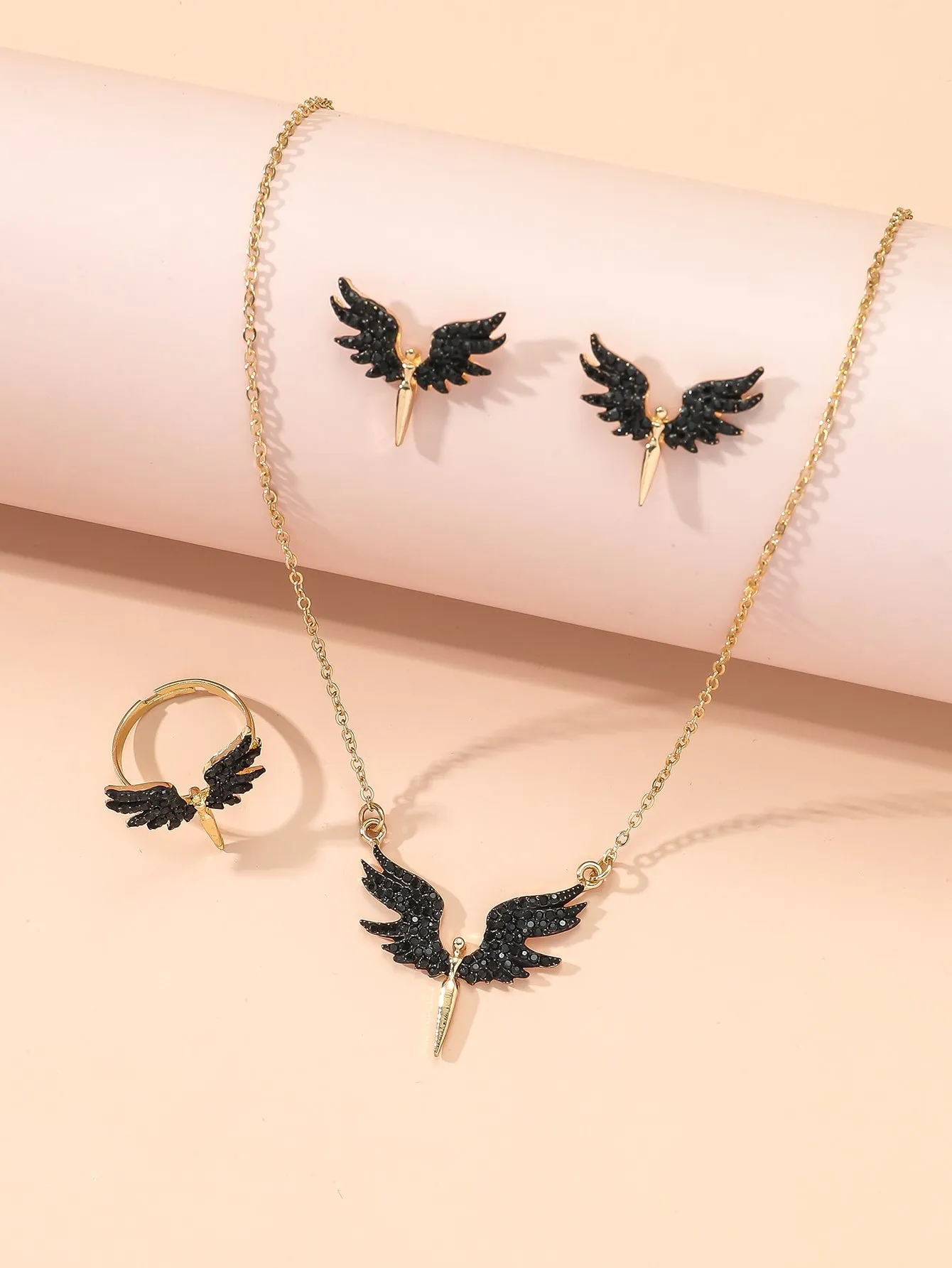 4pcs Rhinestone Angel Decor Jewelry Set for Women Jewelry for Women Jewelry Gift