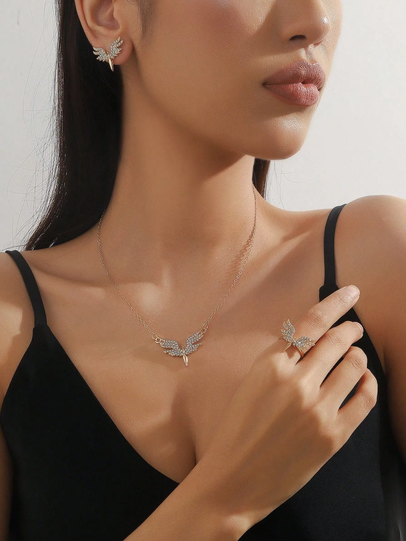 4pcs Rhinestone Angel Decor Jewelry Set for Women Jewelry for Women Jewelry Gift