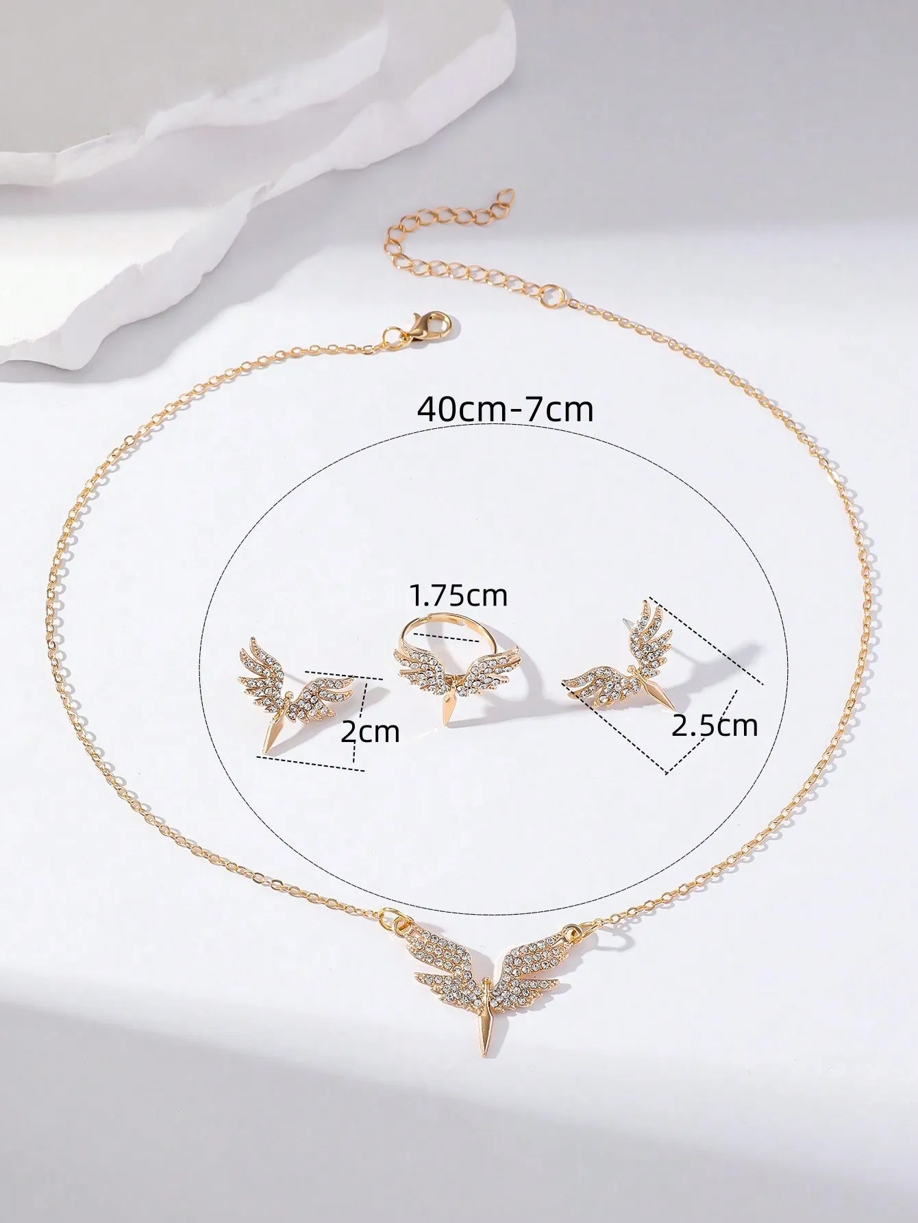 4pcs Rhinestone Angel Decor Jewelry Set for Women Jewelry for Women Jewelry Gift