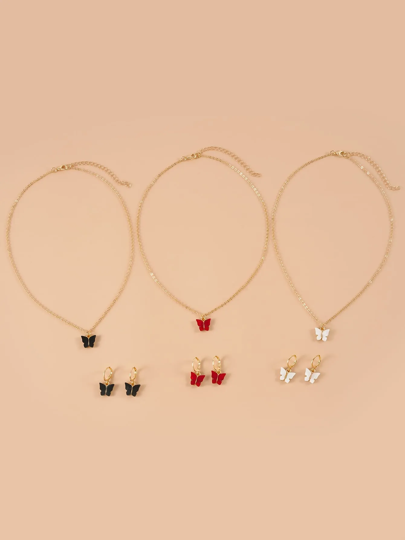 9pcs Butterfly Decor Jewelry Set Necklace and Earrings Jewelry Gift for Women