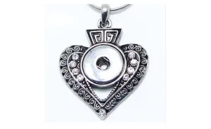 Antique Alloy Crystal Snaps buttons Pendant Necklace For Women