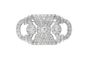 Antique Art Deco 1930s 12.80 Carat Diamond Openwork Brooch