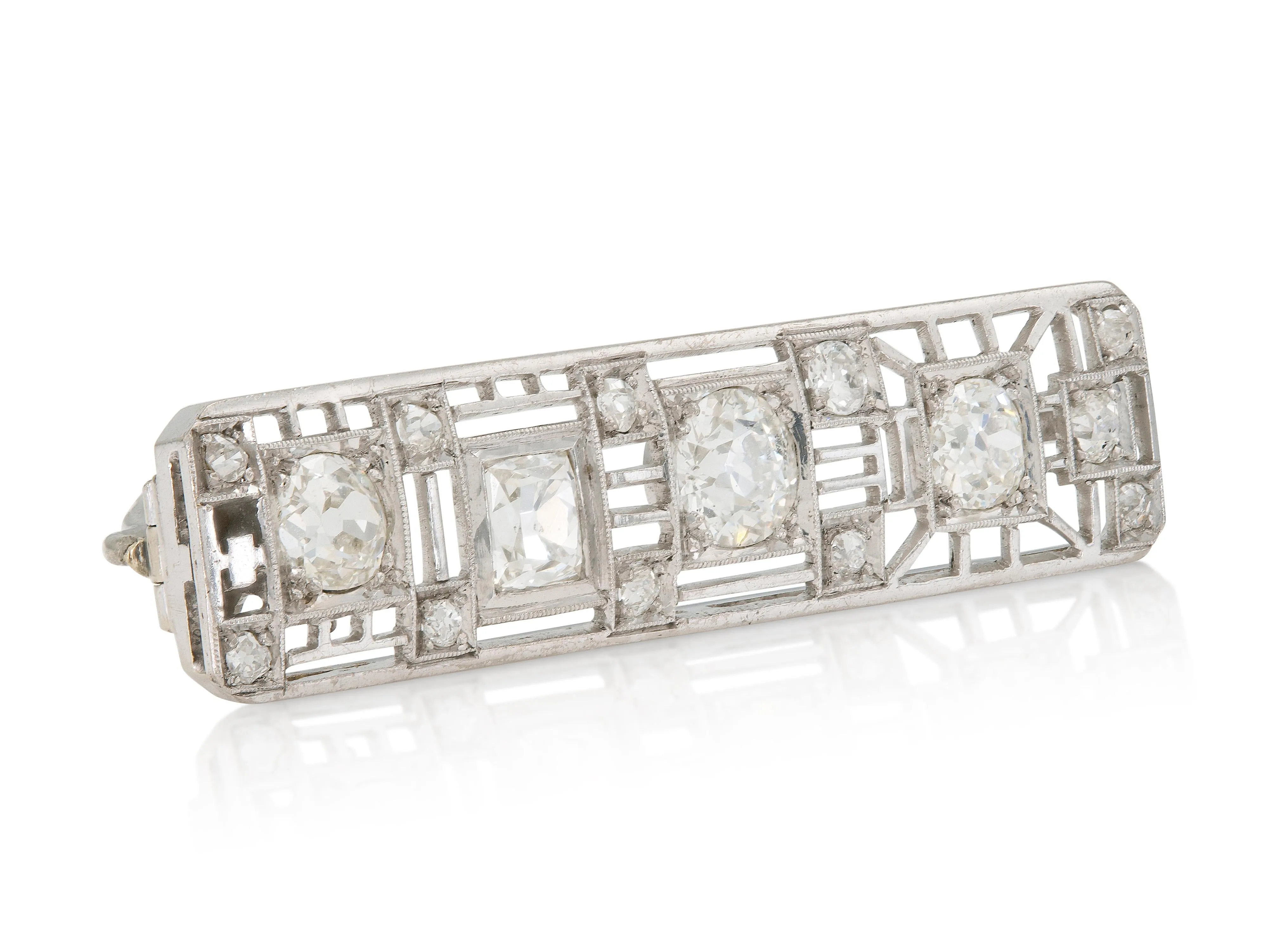Antique Art Deco 1930s 3.80 Carat Diamond Bar Pin
