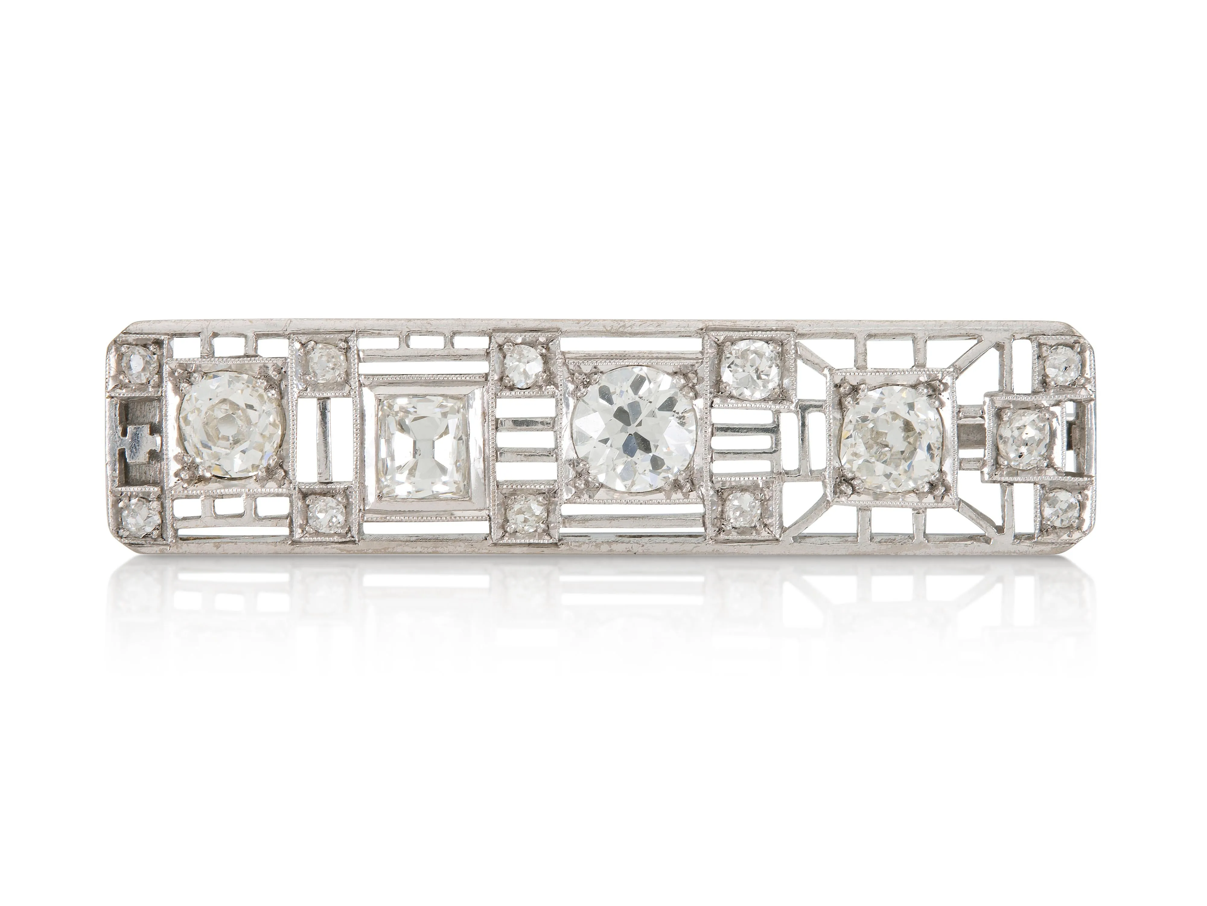 Antique Art Deco 1930s 3.80 Carat Diamond Bar Pin