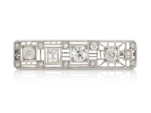 Antique Art Deco 1930s 3.80 Carat Diamond Bar Pin
