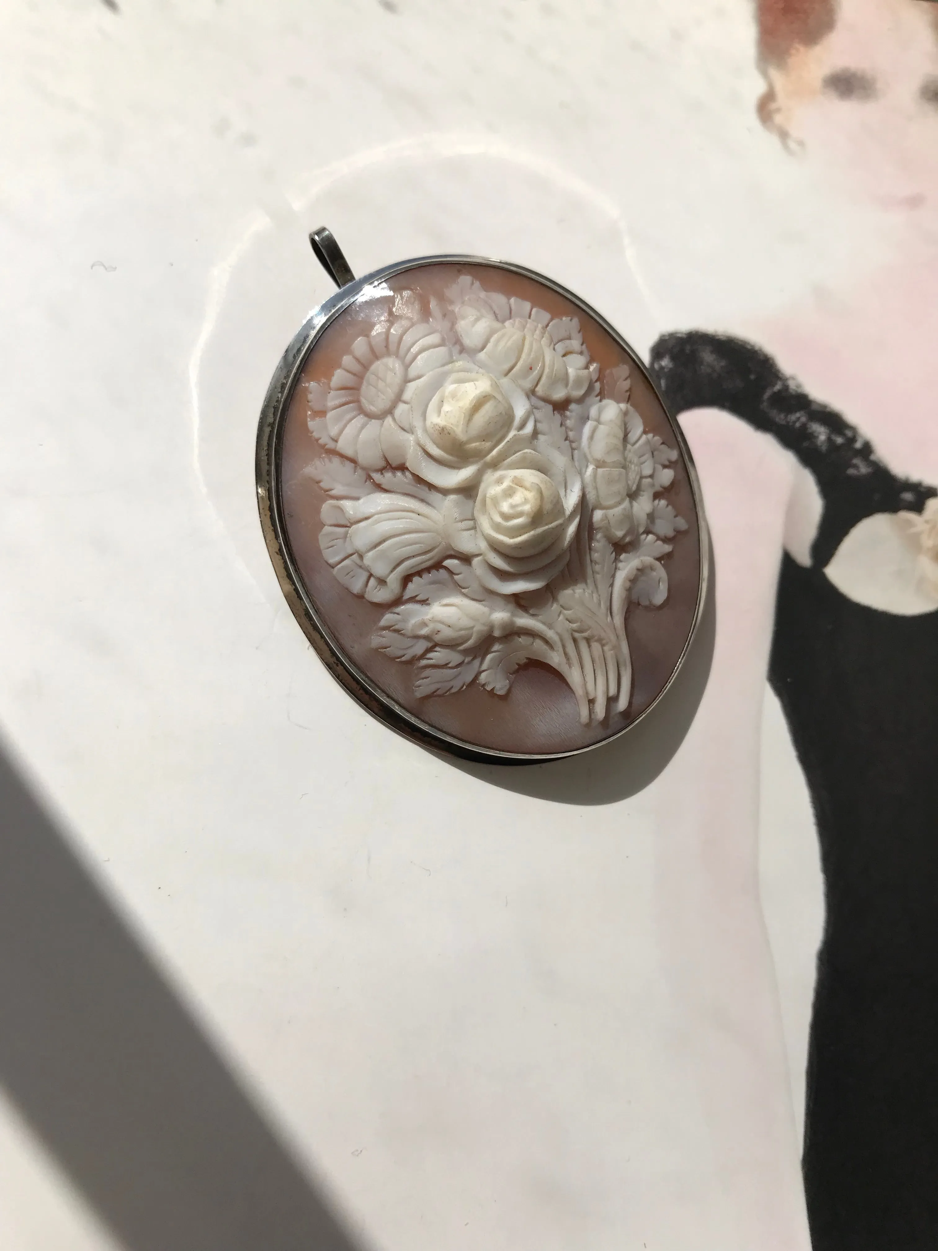 Antique Flower Cameo