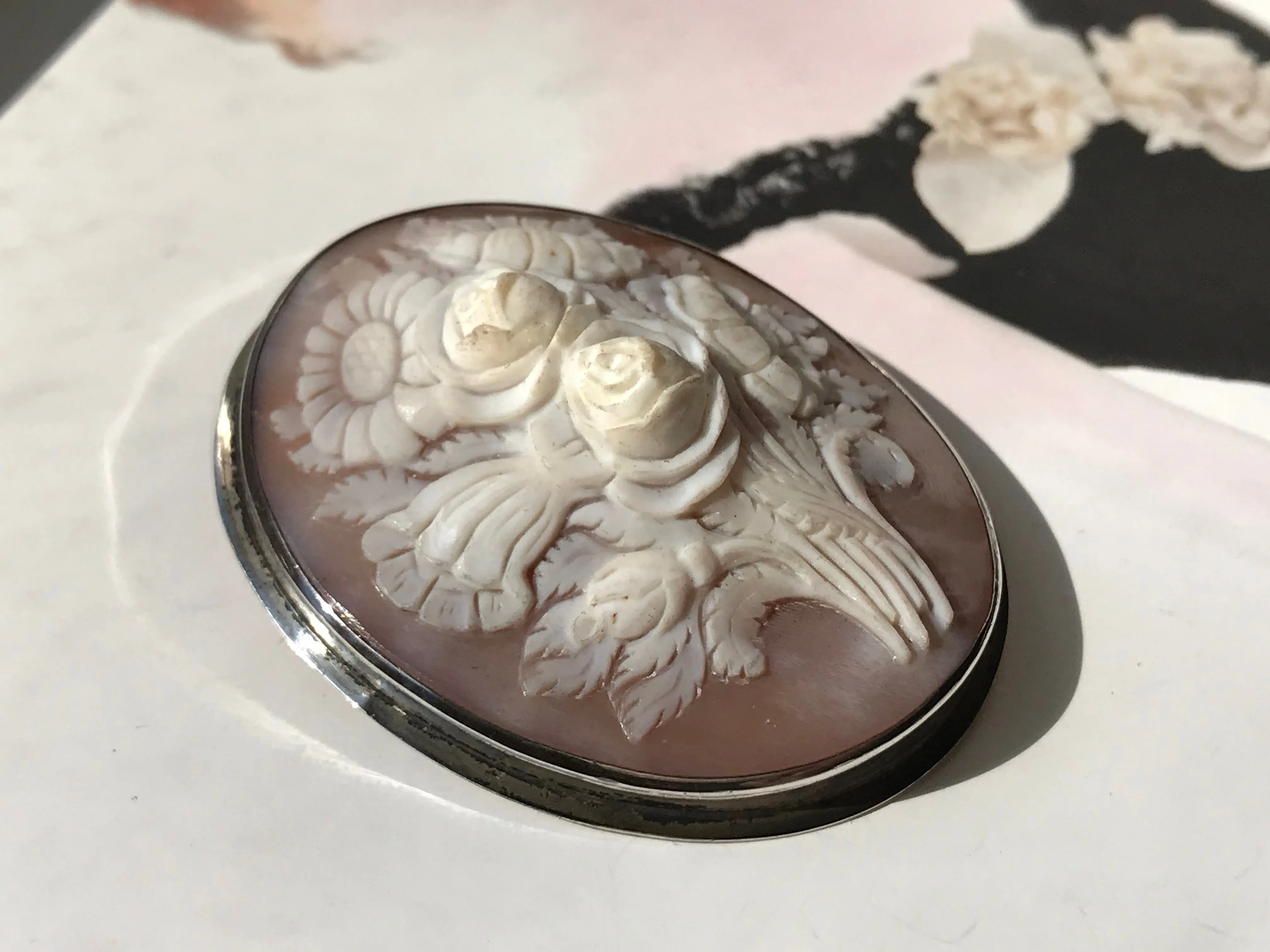 Antique Flower Cameo