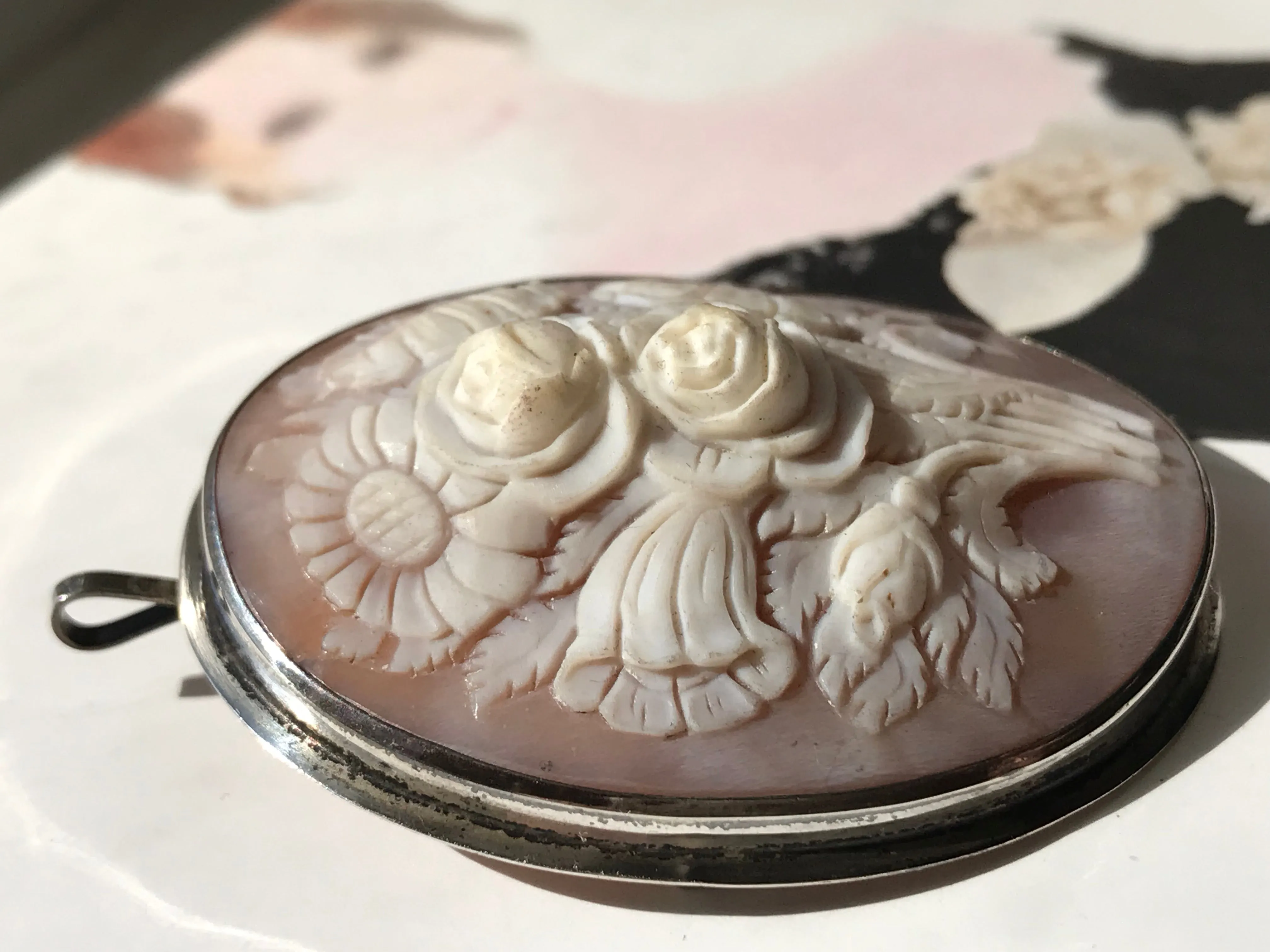 Antique Flower Cameo