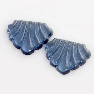 Art Deco Fan / Shell shaped Cabochon, glass. Czechoslovakia 17x14mm. 4 pcs. b5-823