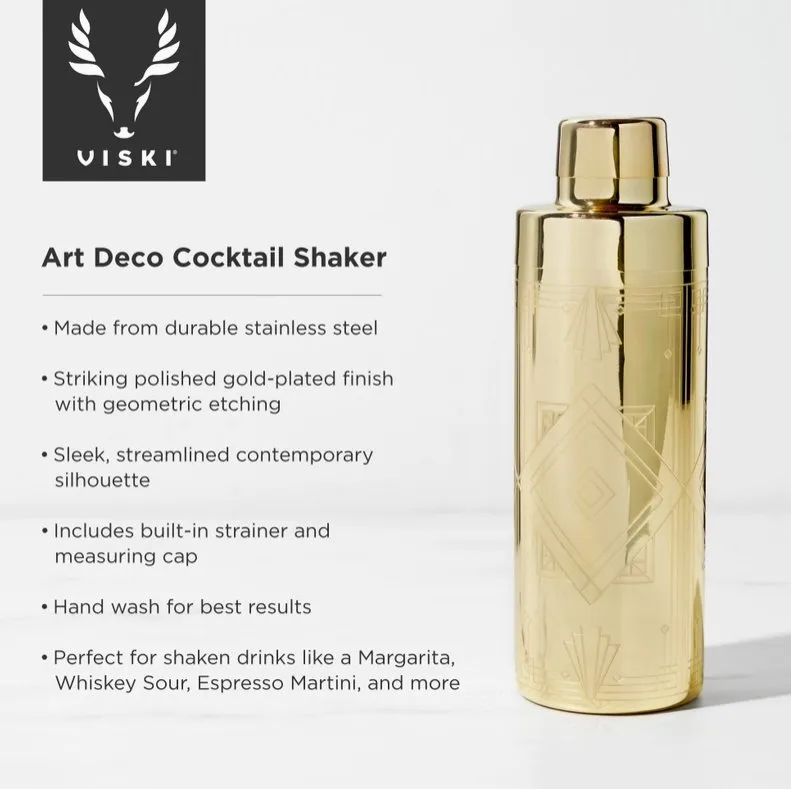 Art Deco Gold-Plated Cocktail Shaker