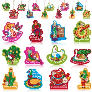 Capoda 24 Pcs Christmas Ornaments Christmas Hanging Decor Xmas Gift Wooden Tree Hanging Pendants Colorful Winter Holiday Ornaments Party Supplies Wall Decor(Retro)