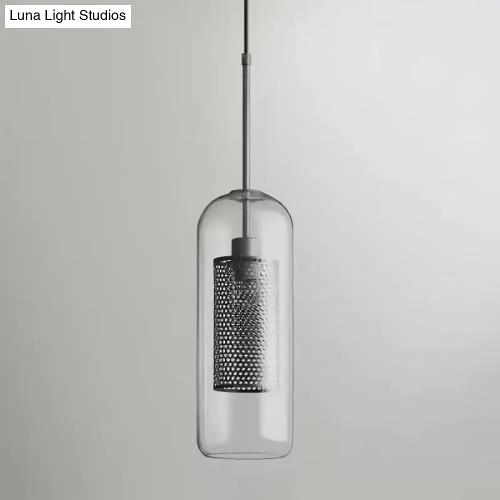 Contemporary Metal Pendant Light with Glass Shade for Dining Room