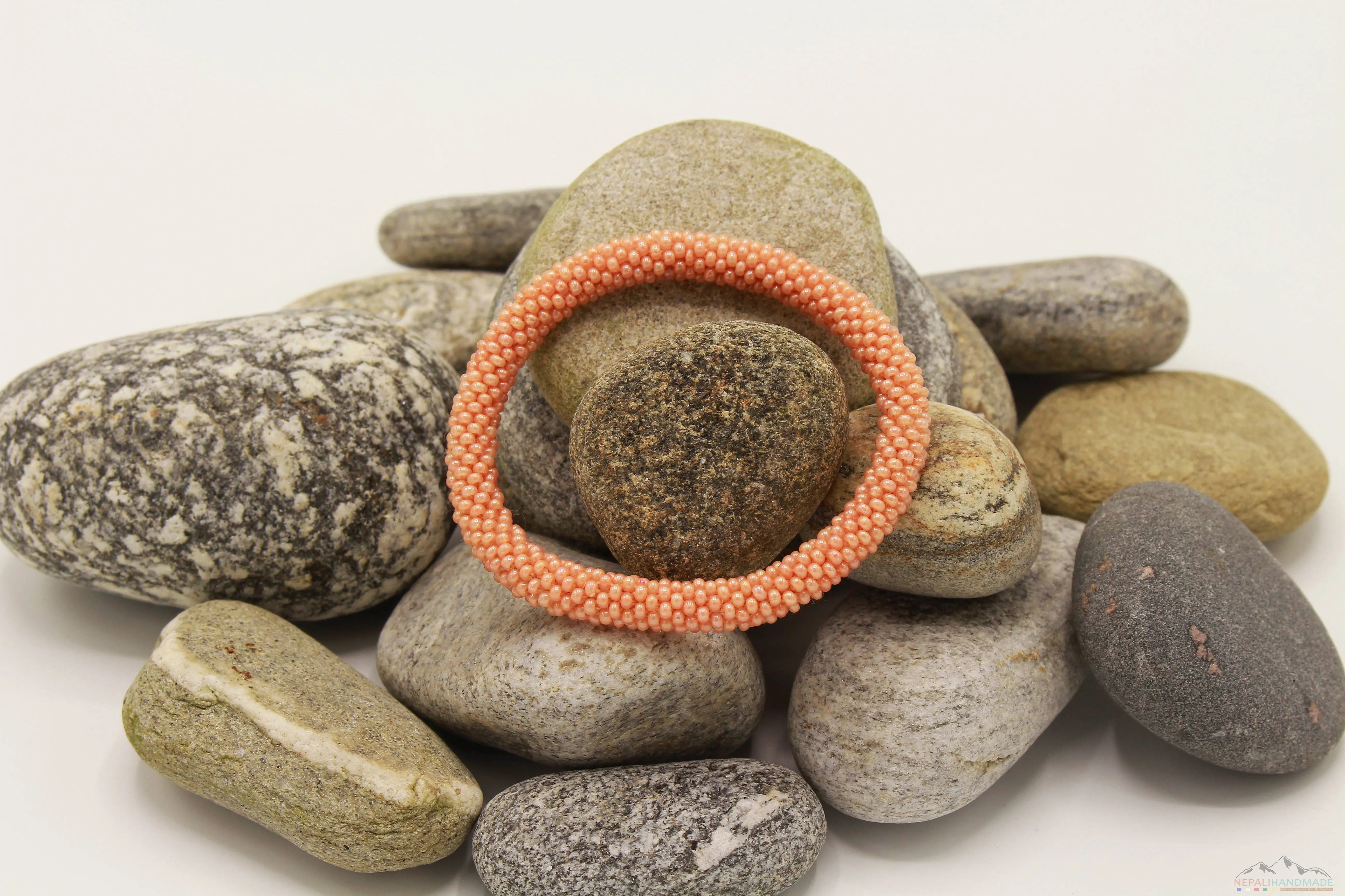 Corn Silk Brown Glass Beads Roll On Bracelet