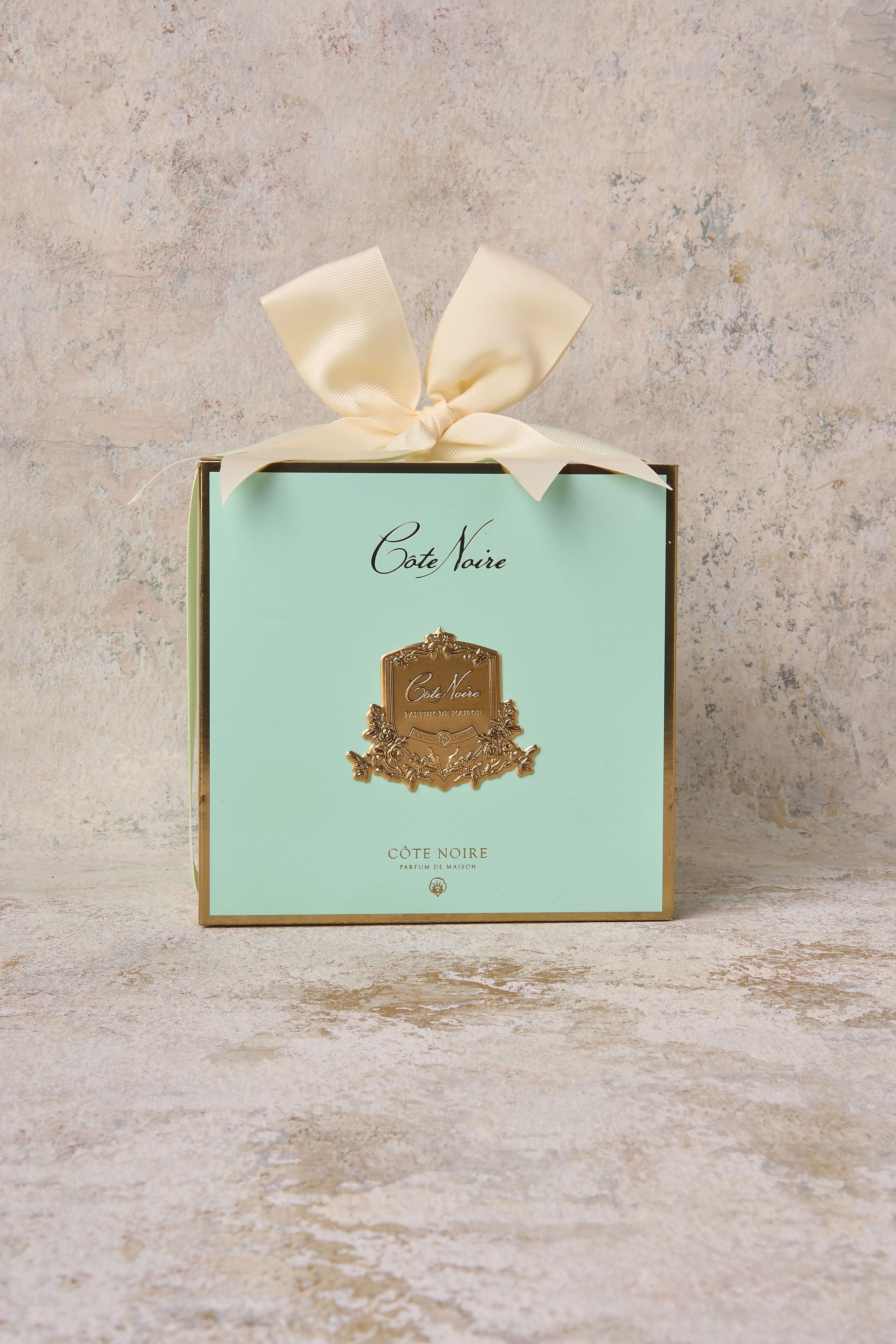 Côte Noire Round Art Deco Blue Candle