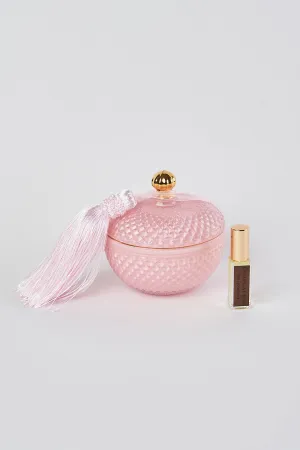 Côte Noire Round Art Deco Pink Candle