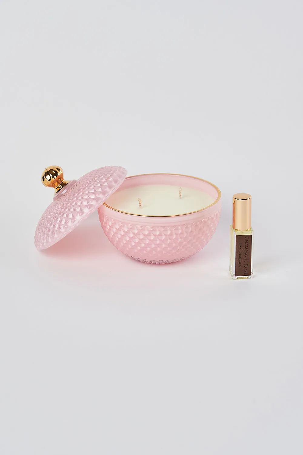 Côte Noire Round Art Deco Pink Candle