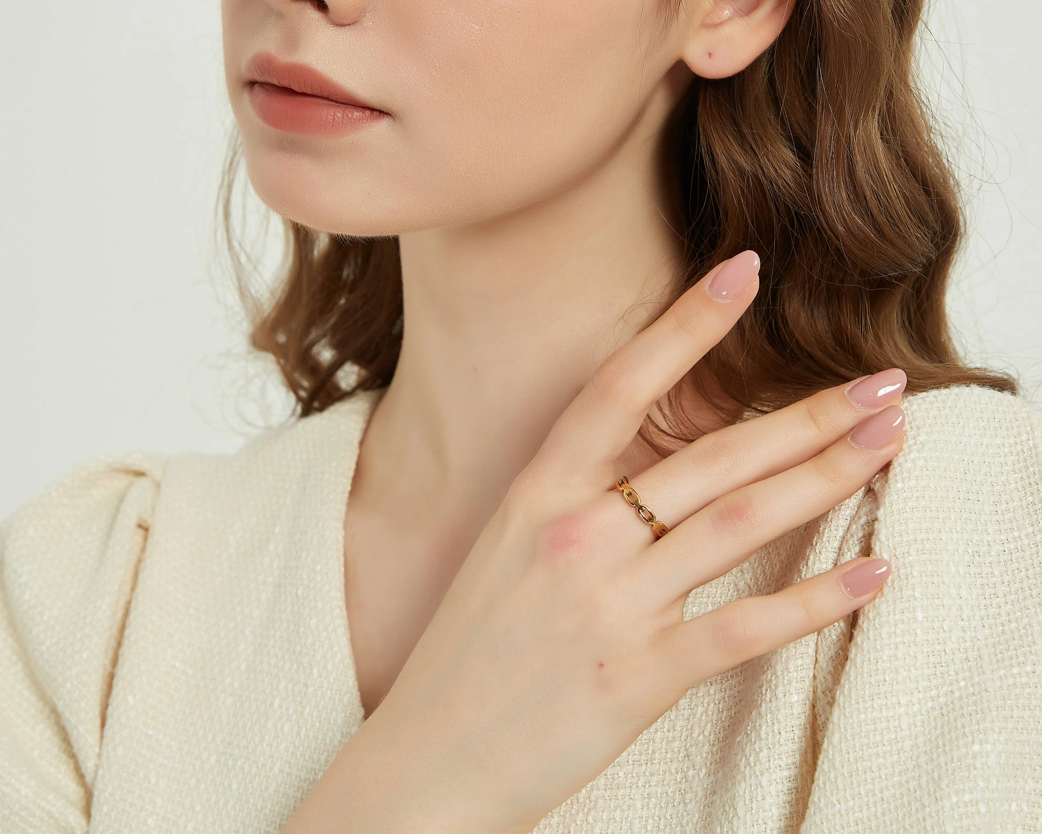Eden chain ring, stacking ring, dainty ring, gold ring: US 6