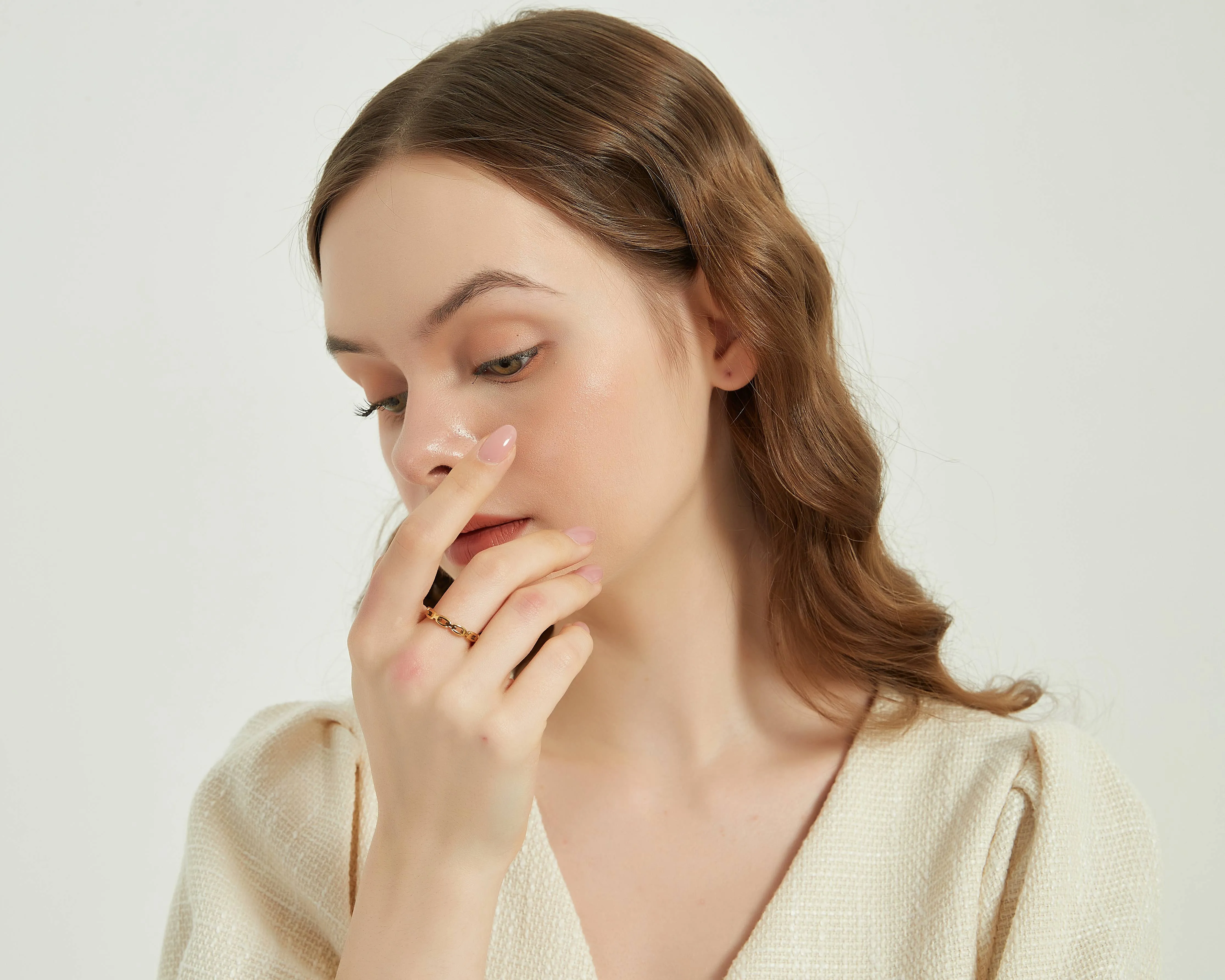 Eden chain ring, stacking ring, dainty ring, gold ring: US 6