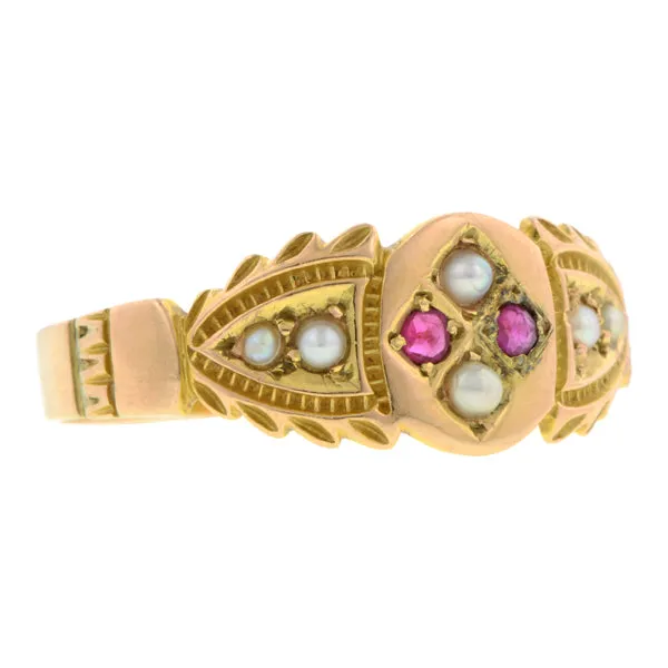 Edwardian Ruby & Pearl Ring