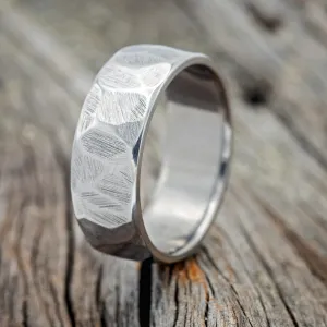 FACETED TITANIUM RING WITH TEXTURED FINISH - WEDDING BAND - SIZE 6