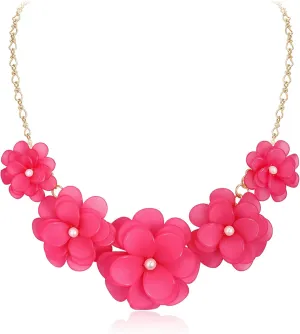 Flyonce Flower Collar Necklace, Floral Flowers Statement Summer Beach Chokers Necklaces for Women