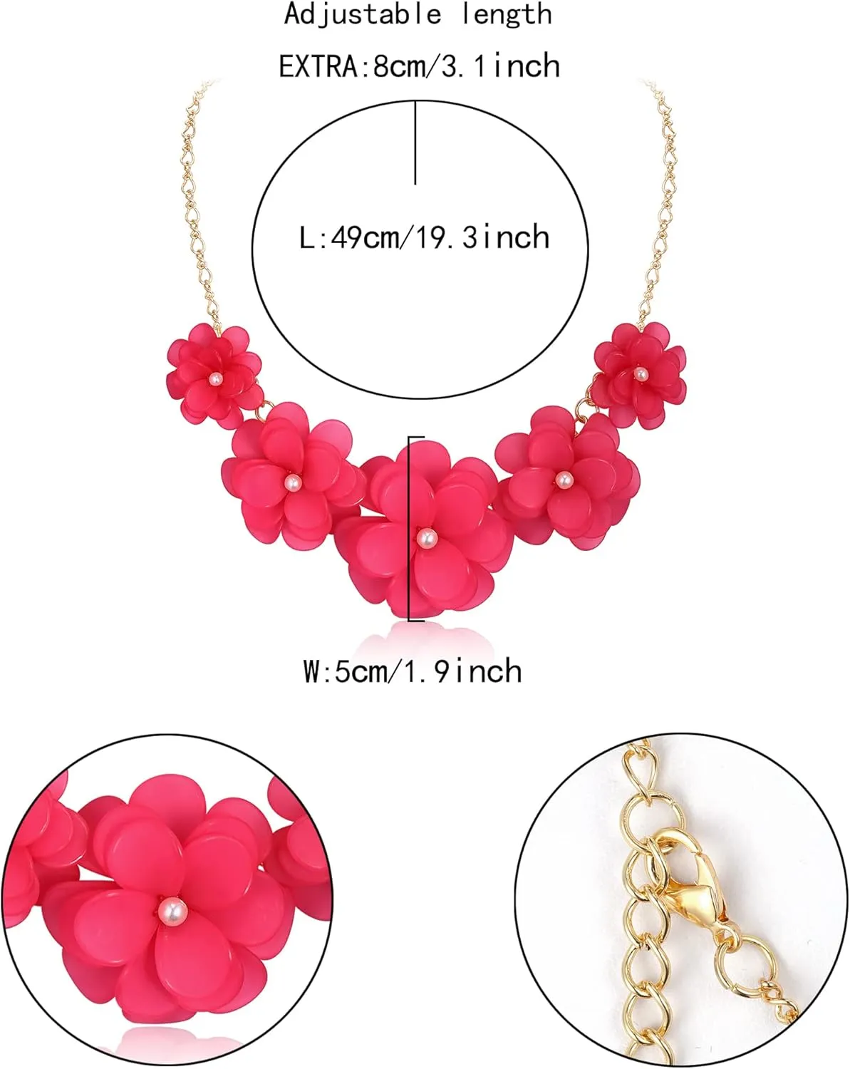 Flyonce Flower Collar Necklace, Floral Flowers Statement Summer Beach Chokers Necklaces for Women