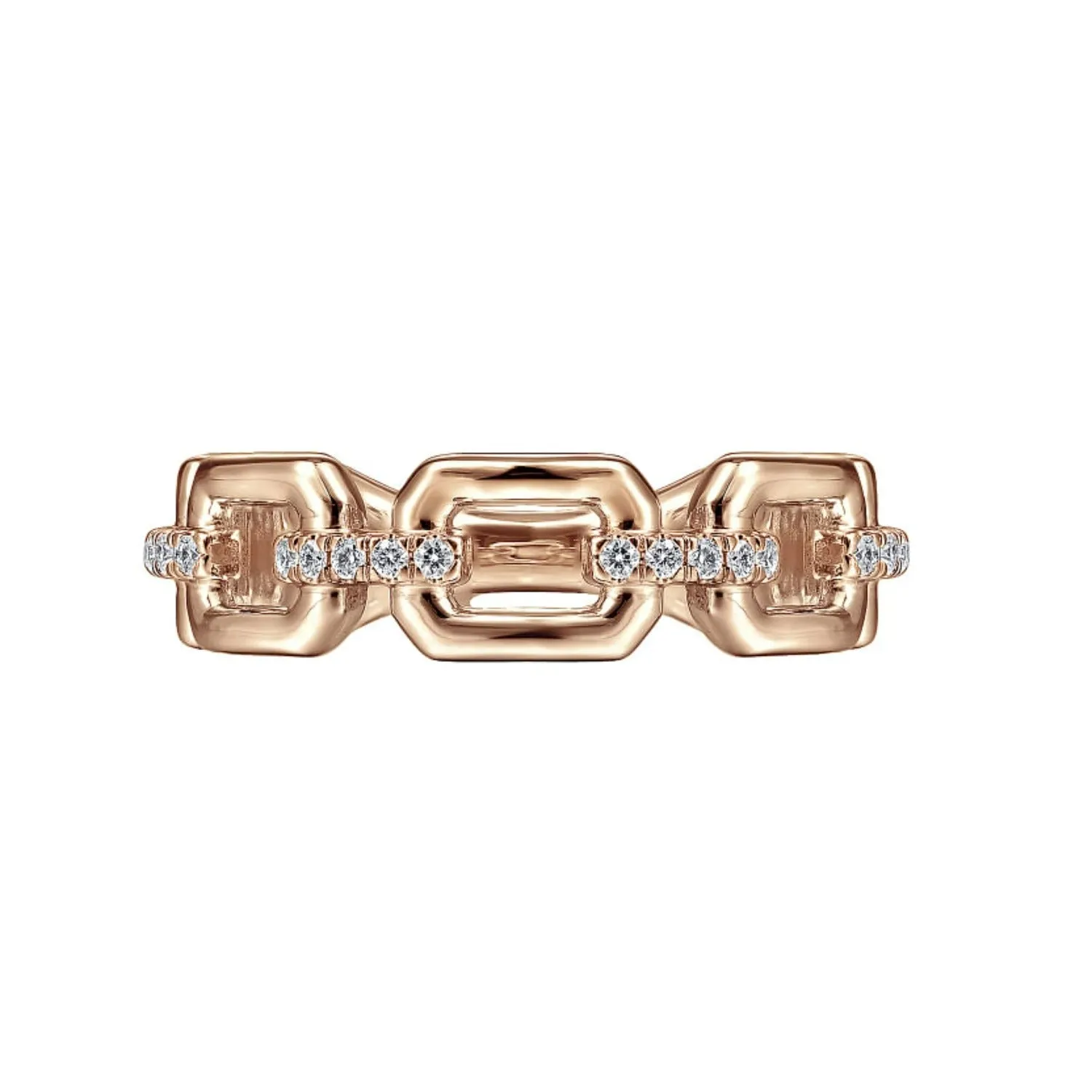 Gabriel & Co. Chain Link Ring Band with Diamond Connectors