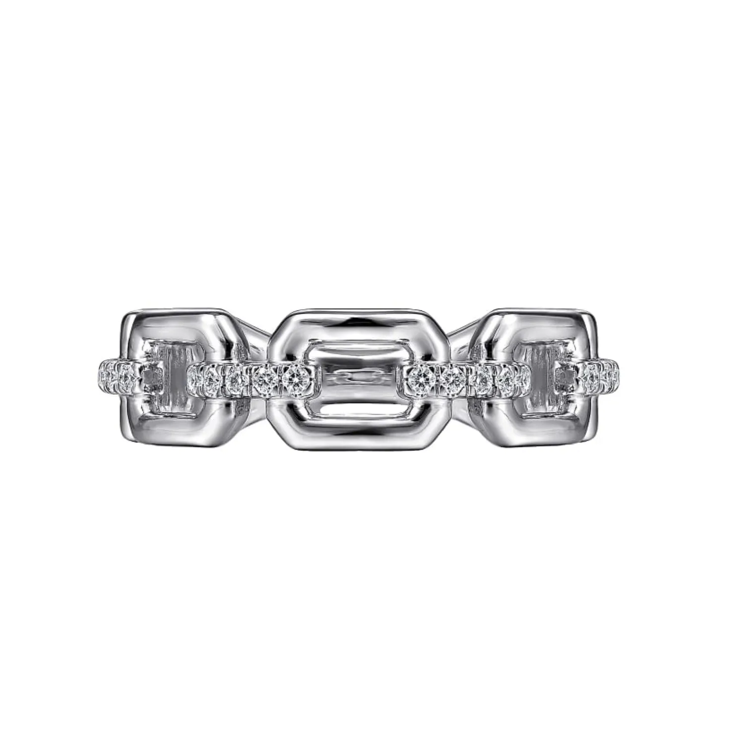 Gabriel & Co. Chain Link Ring Band with Diamond Connectors