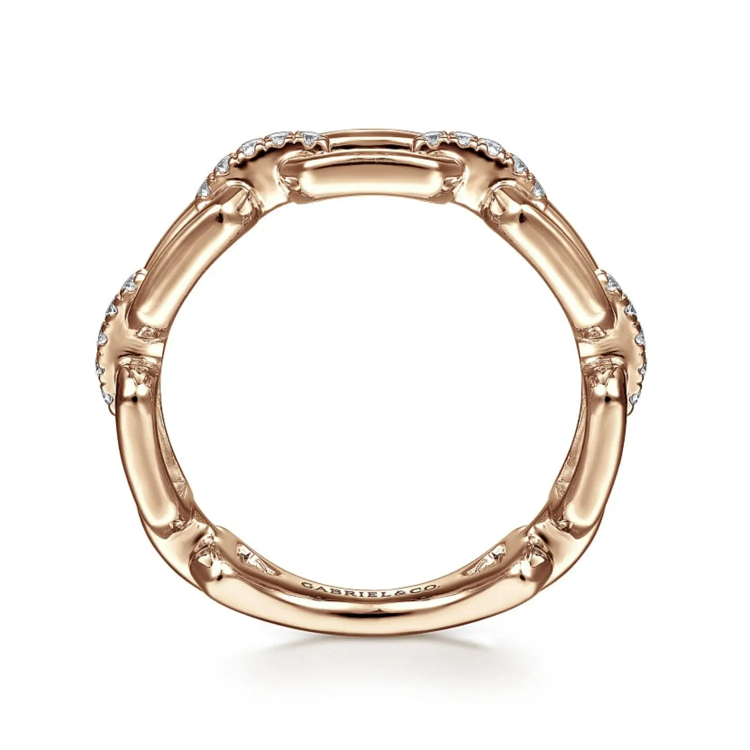 Gabriel & Co. Chain Link Ring Band with Diamond Connectors