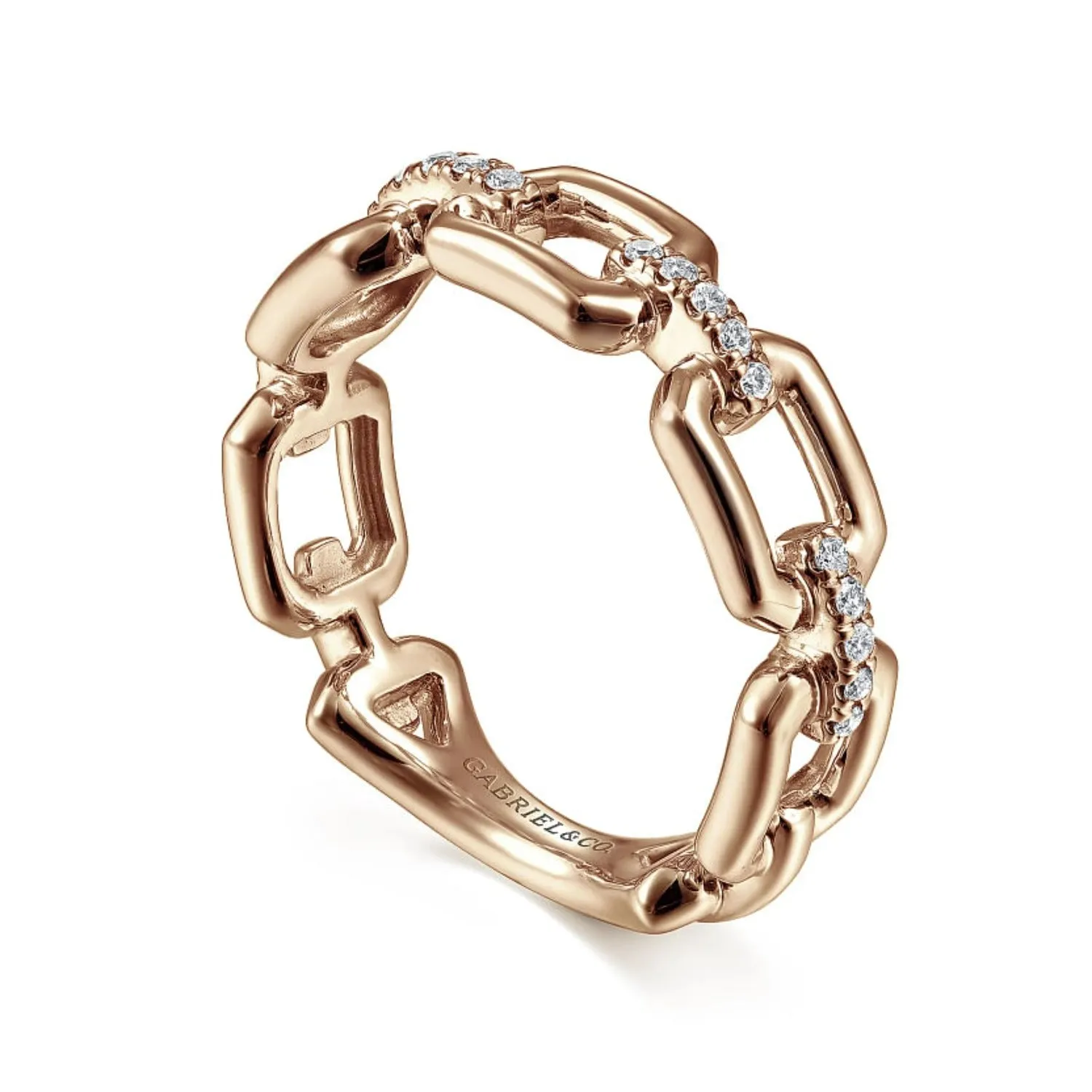 Gabriel & Co. Chain Link Ring Band with Diamond Connectors