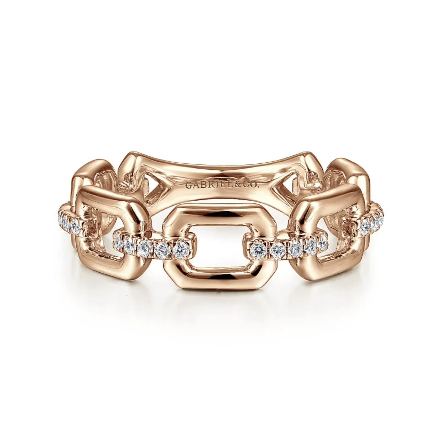 Gabriel & Co. Chain Link Ring Band with Diamond Connectors