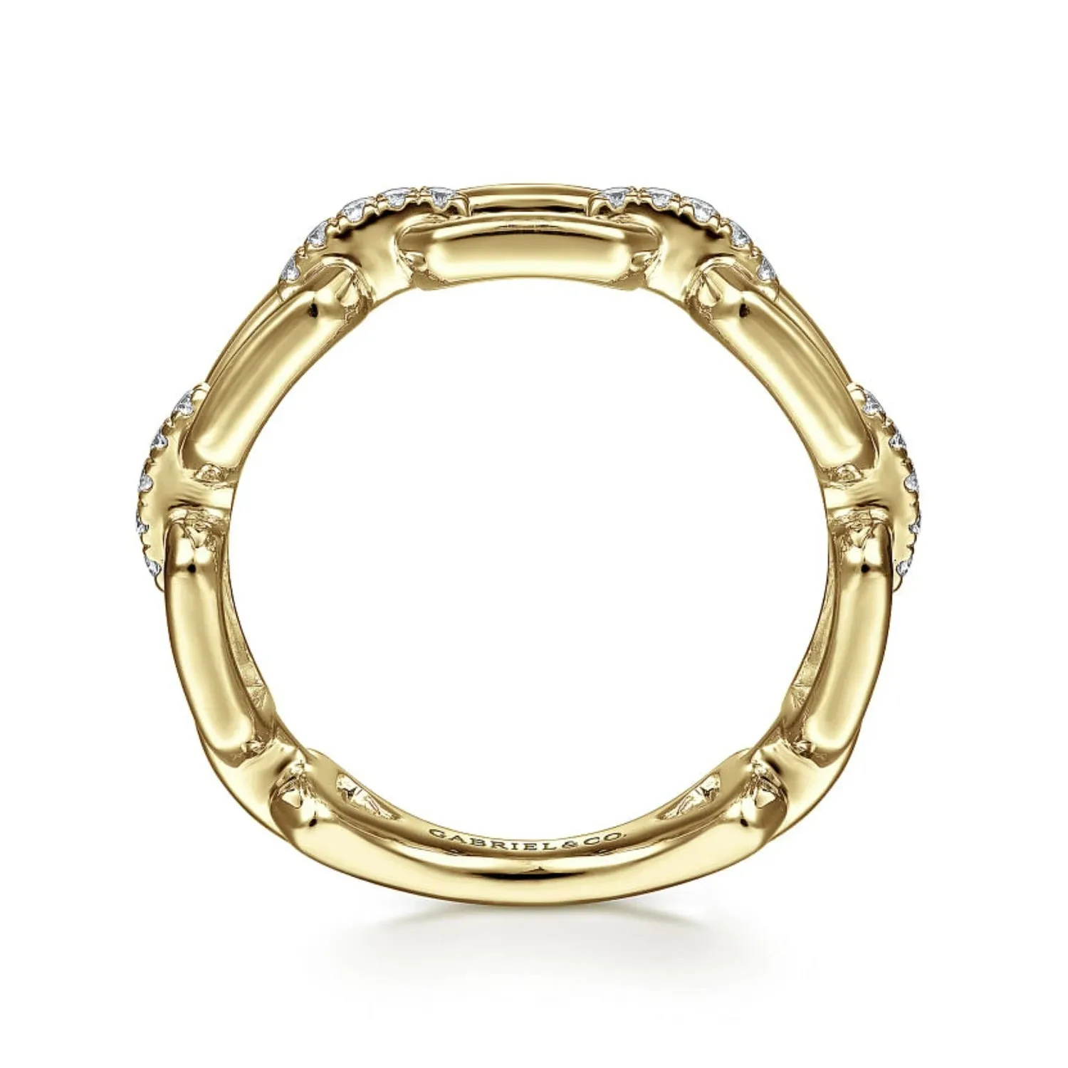 Gabriel & Co. Chain Link Ring Band with Diamond Connectors