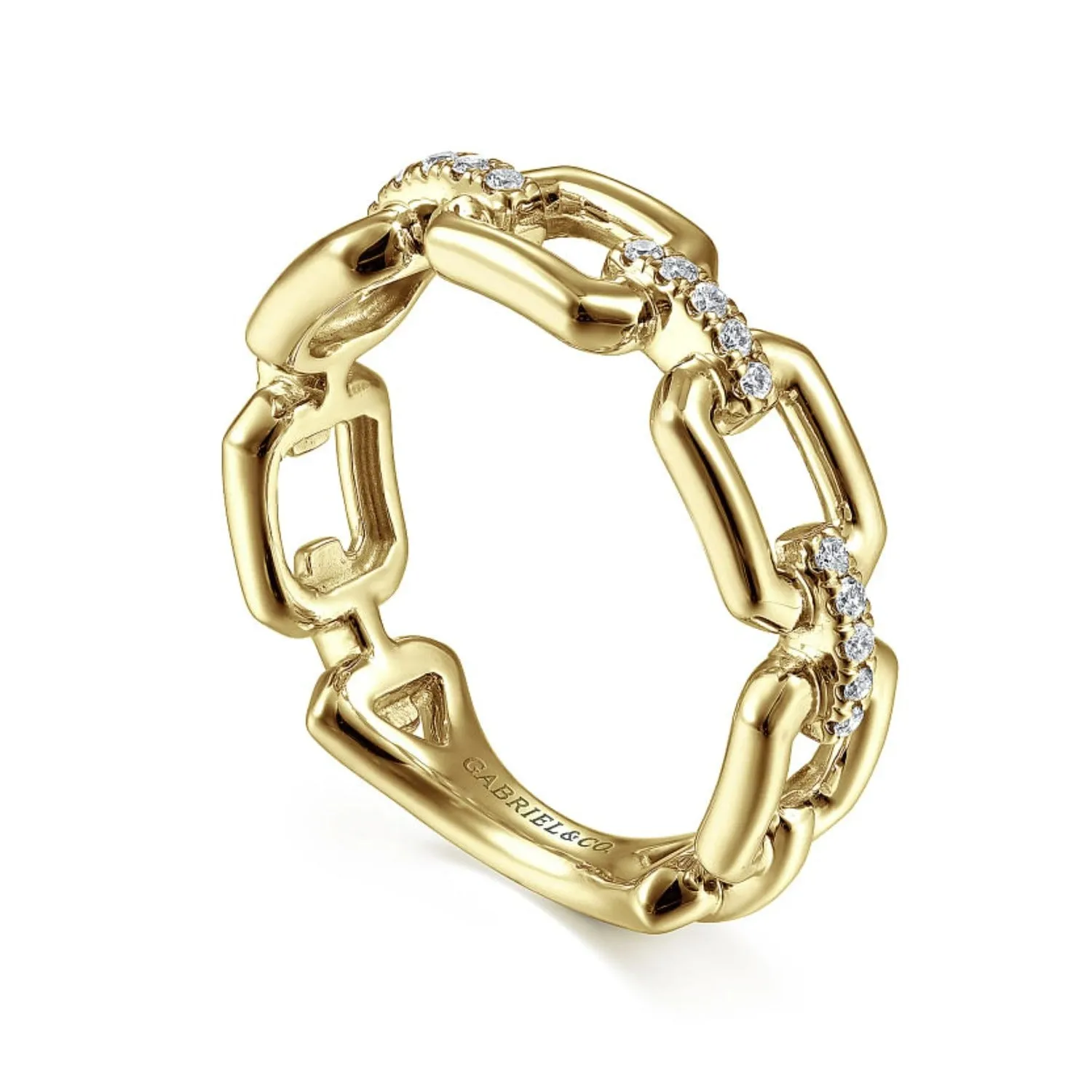 Gabriel & Co. Chain Link Ring Band with Diamond Connectors
