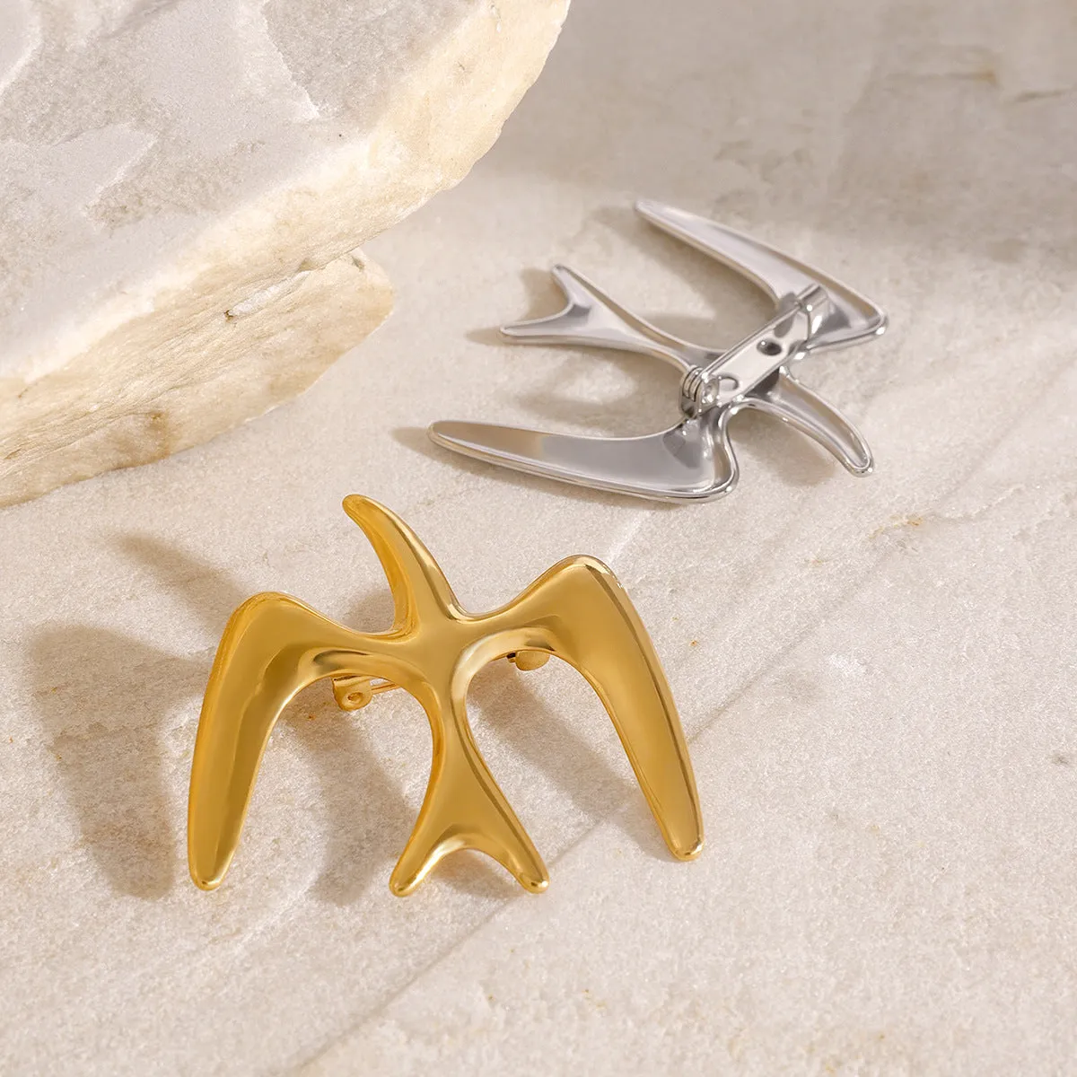 Geometric Stainless Steel Electroplating Brooches