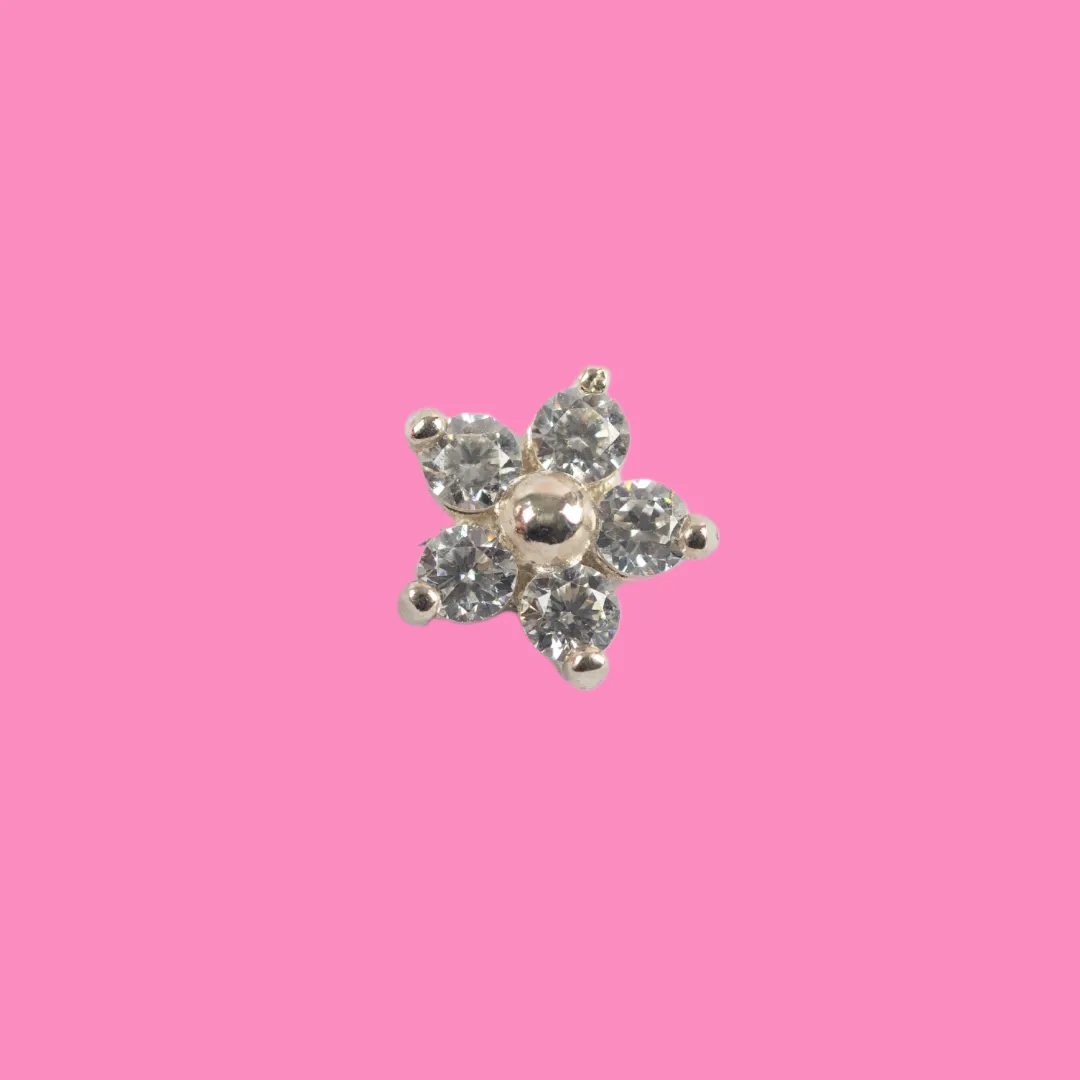 Gold Dot Gemstone Flower