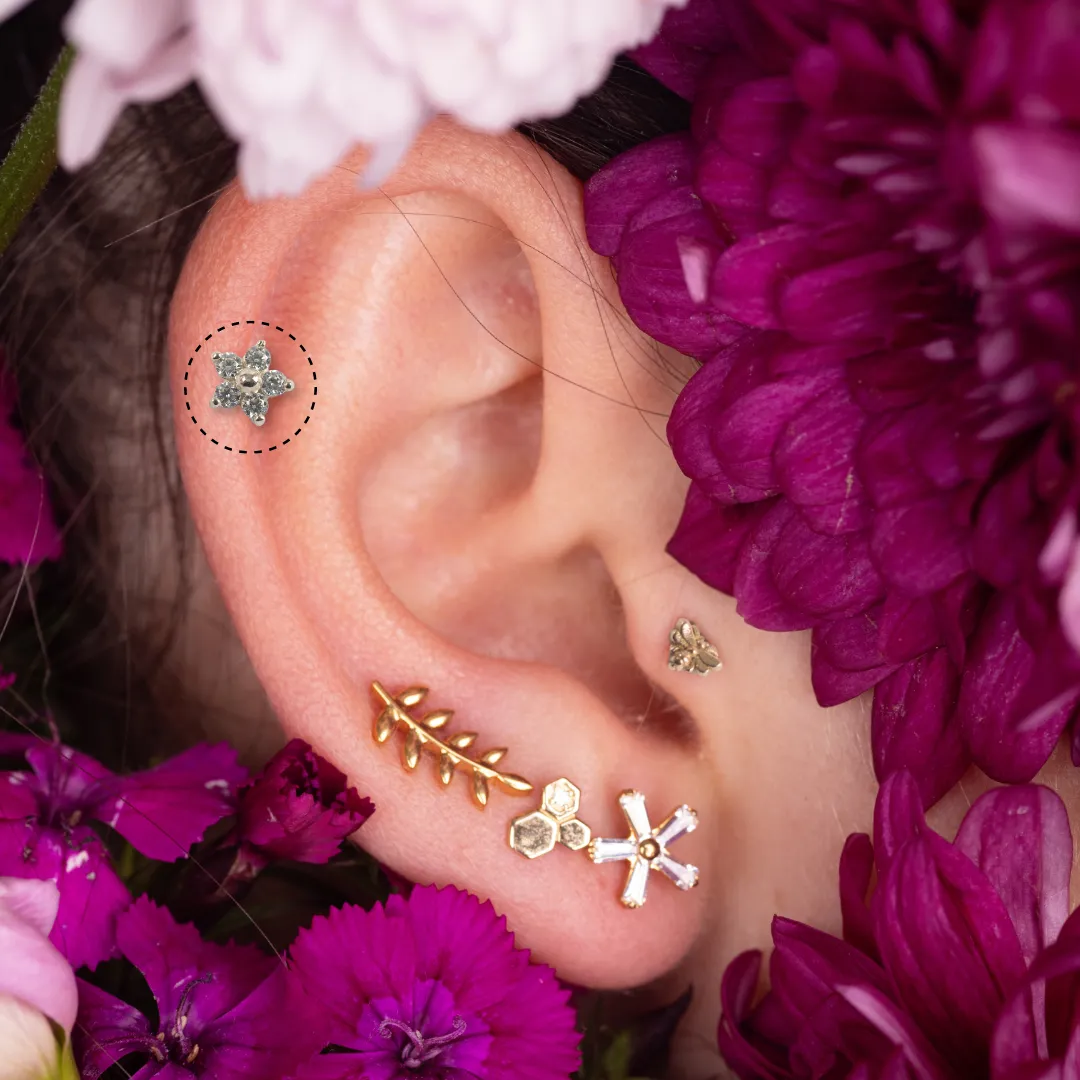 Gold Dot Gemstone Flower