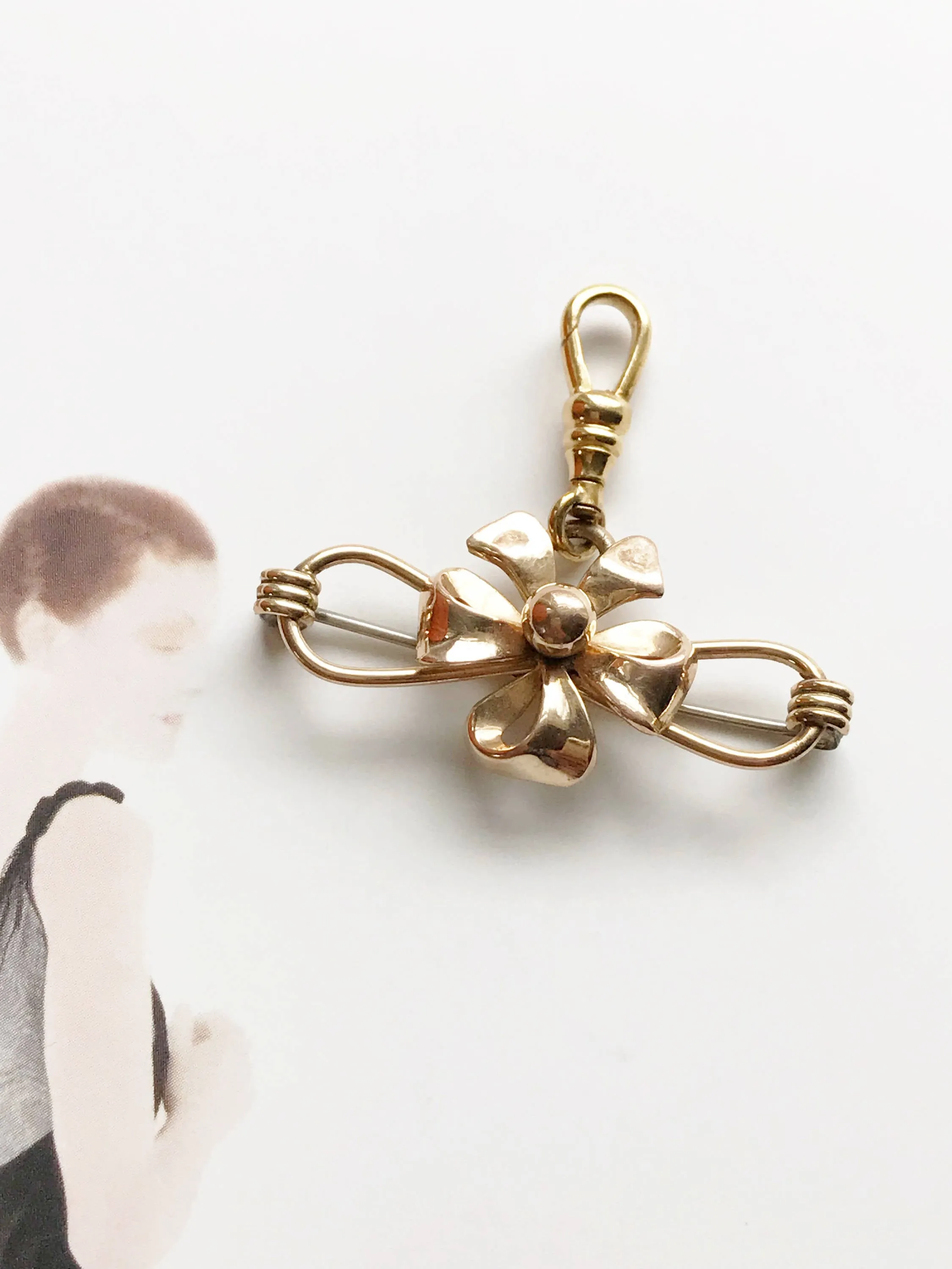 Gold Filled Flower Charm Holder and Pin