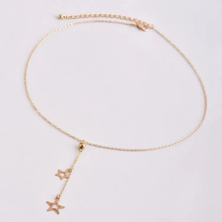 Hot Fashion Pentagram Necklaces & Pendants Heart Charms Statement Short Necklaces Women Jewelry Chokers Necklace Collier Fleurs