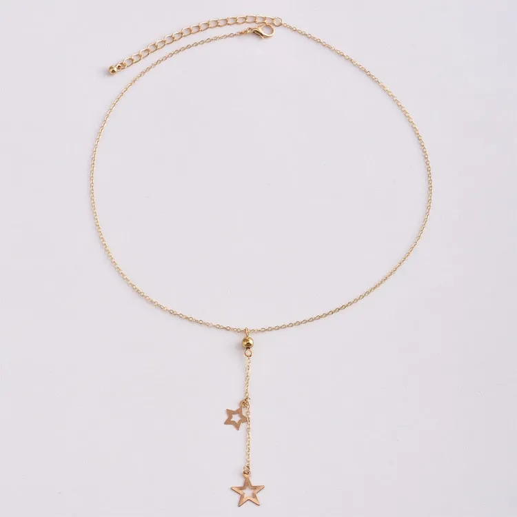 Hot Fashion Pentagram Necklaces & Pendants Heart Charms Statement Short Necklaces Women Jewelry Chokers Necklace Collier Fleurs